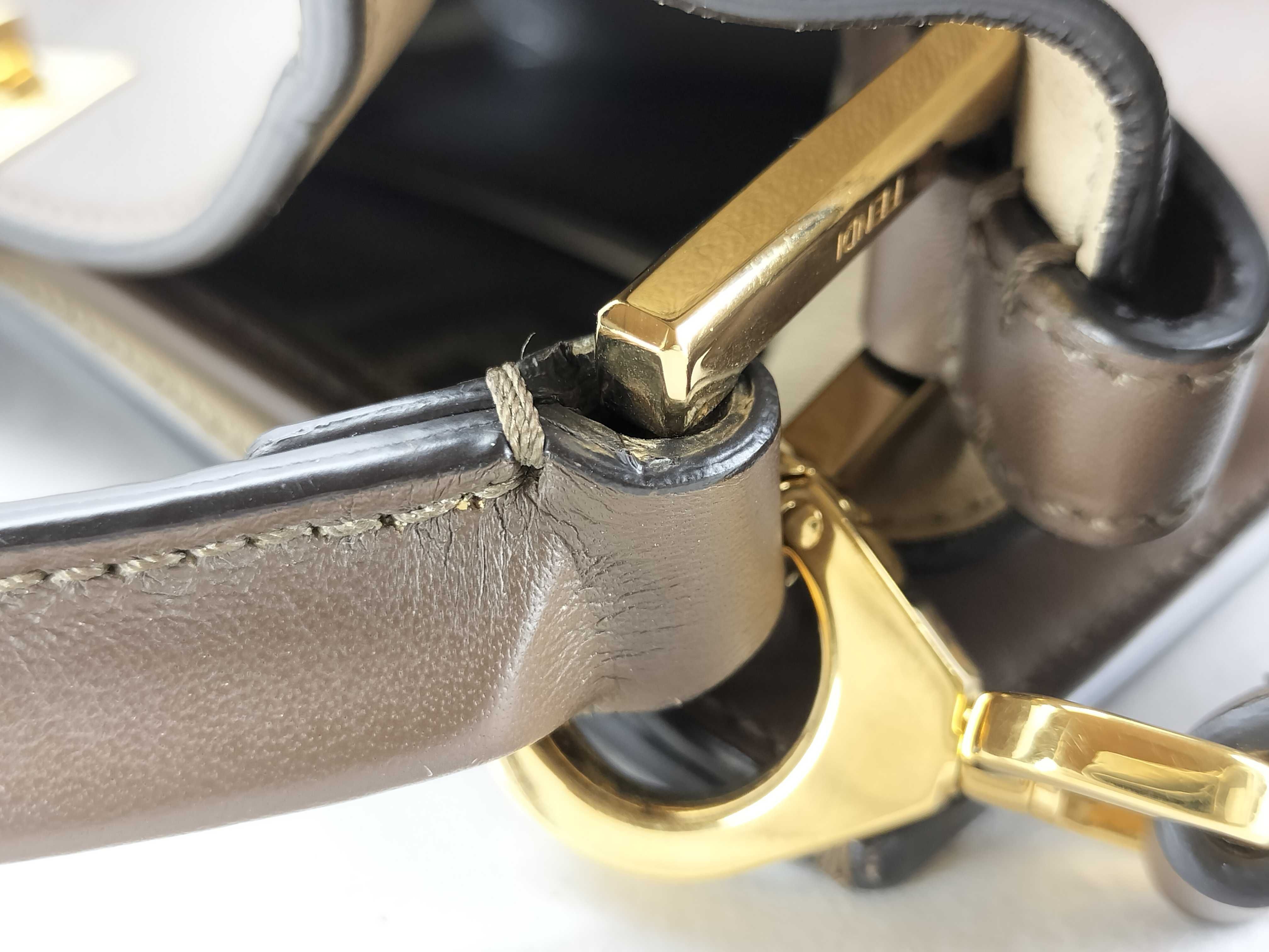 Peekaboo Essentially Leather Handbag, 2-Way, Gray — view 6