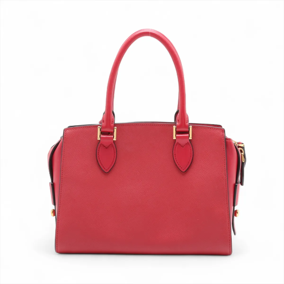 Saffiano Leather 2-Way Handbag, Red, Unsigned Guarantee Card — view 2