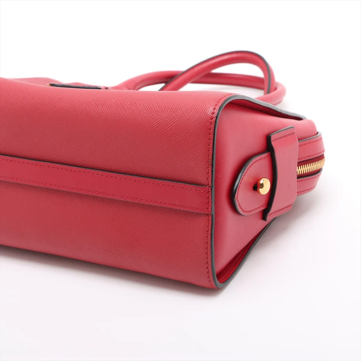 Saffiano Leather 2-Way Handbag, Red, Unsigned Guarantee Card — view 3