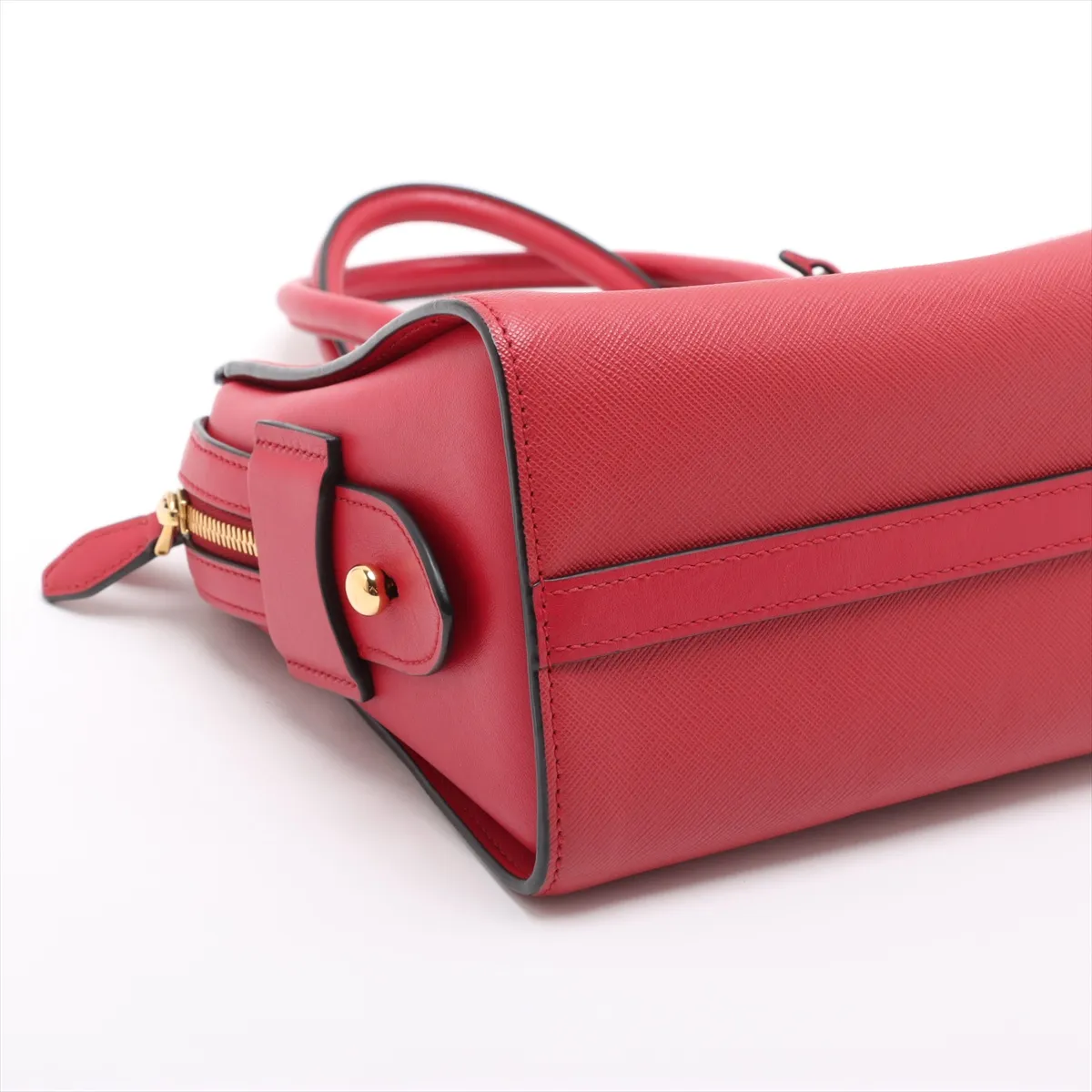 Saffiano Leather 2-Way Handbag, Red, Unsigned Guarantee Card — view 4