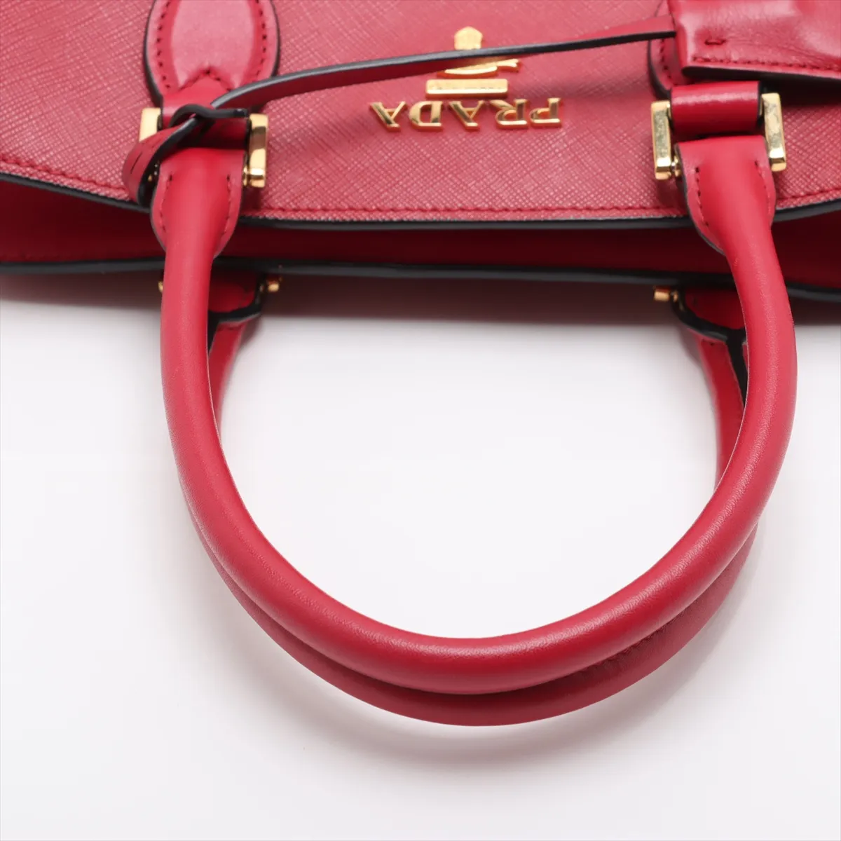 Saffiano Leather 2-Way Handbag, Red, Unsigned Guarantee Card — view 5