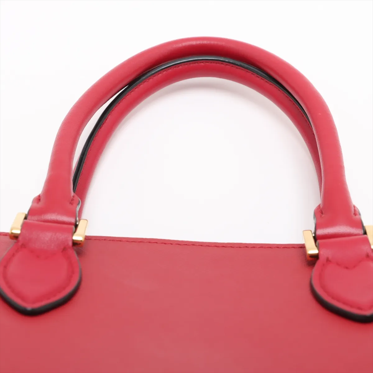 Saffiano Leather 2-Way Handbag, Red, Unsigned Guarantee Card — view 6