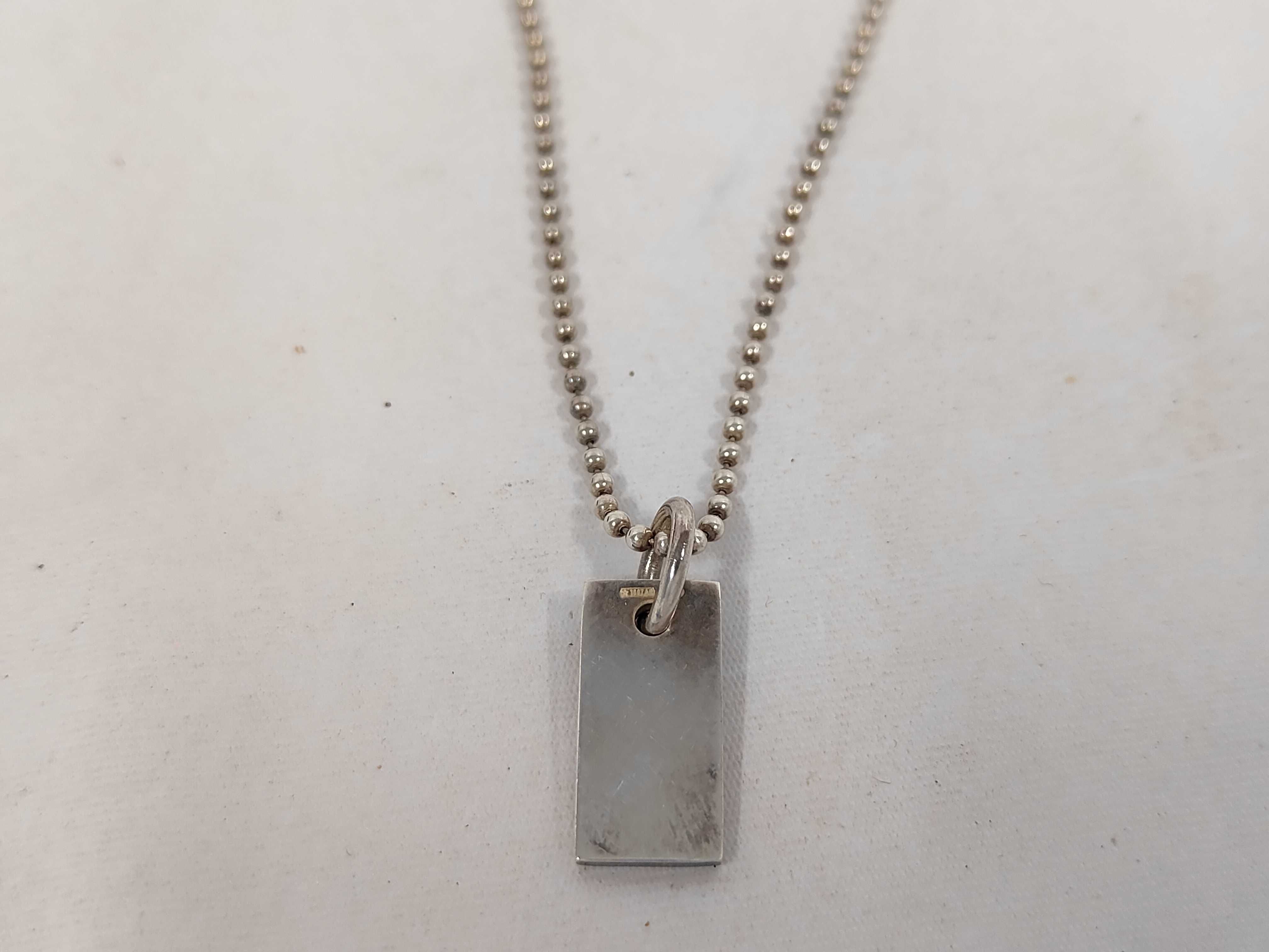 SV925 Ball Chain Plate Necklace, 8.92g, with Box and Dust Bag. — view 2