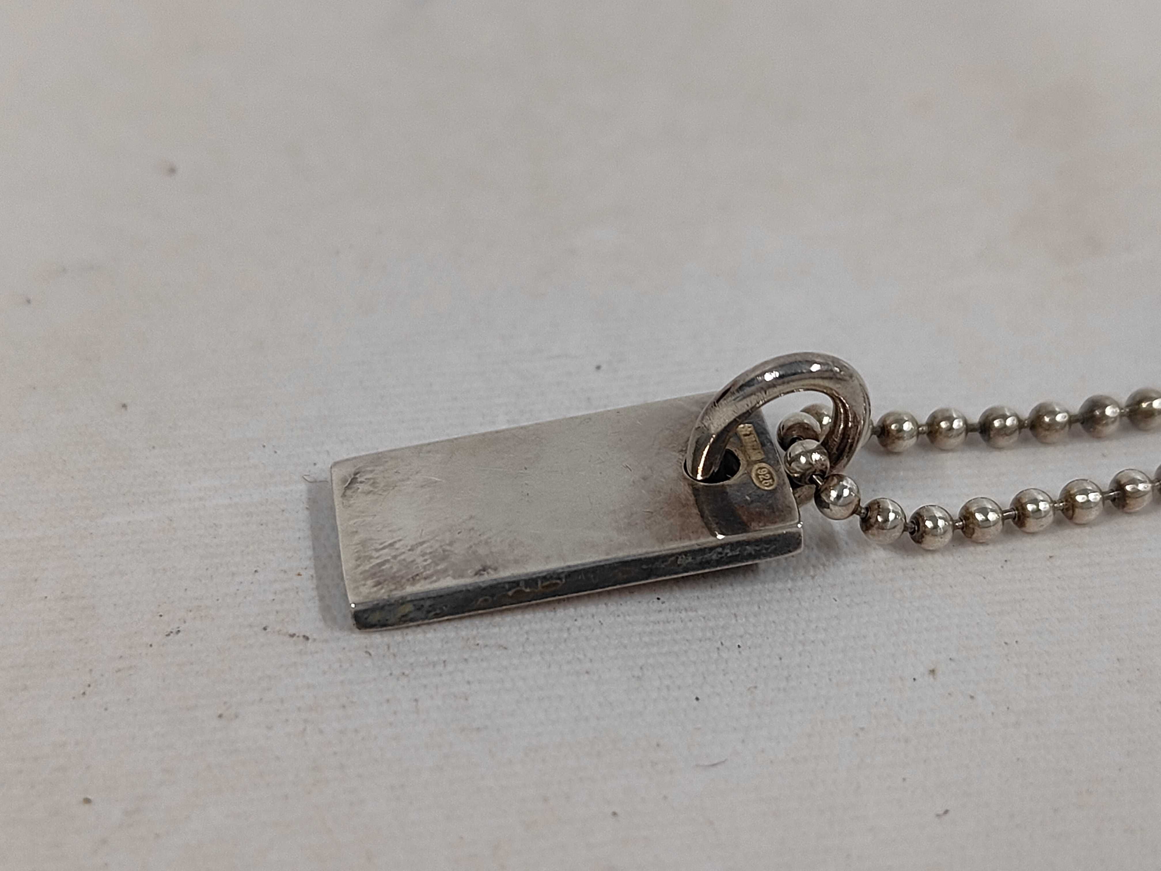SV925 Ball Chain Plate Necklace, 8.92g, with Box and Dust Bag. — view 3