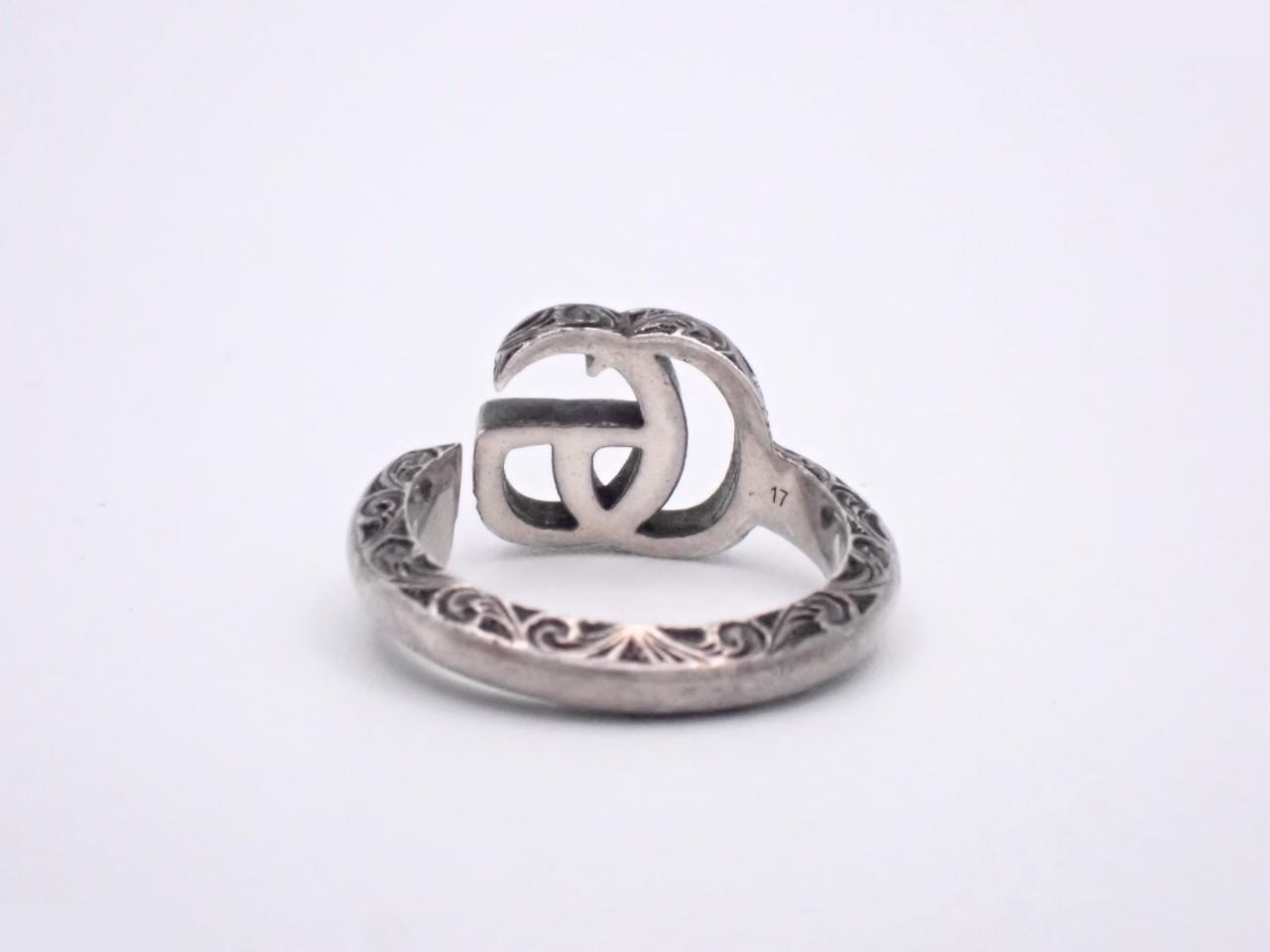 Double G Ring, 925 Studless Metal, 5.8g, Stamped #17, Actual Size #16 — view 2