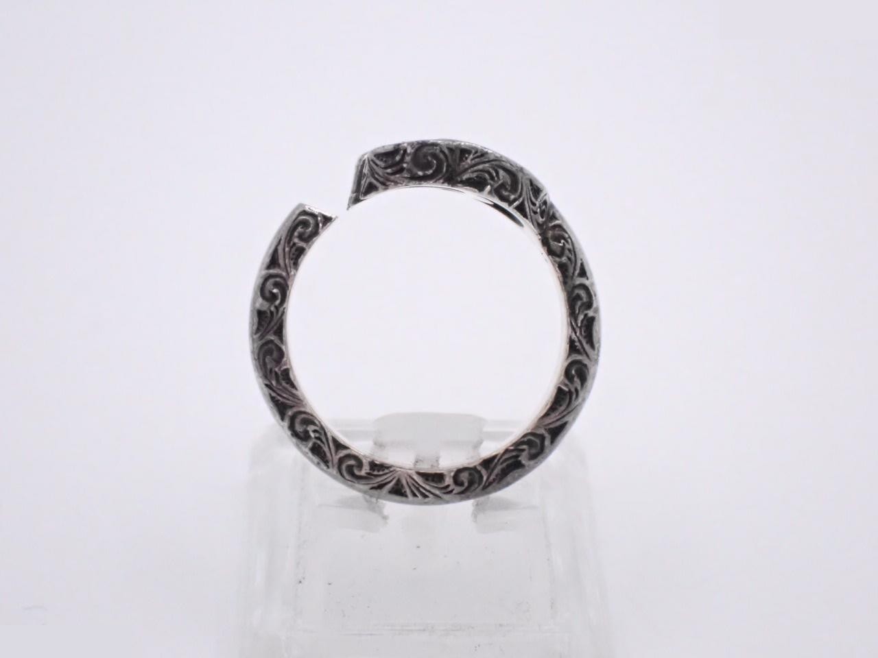 Double G Ring, 925 Studless Metal, 5.8g, Stamped #17, Actual Size #16 — view 3