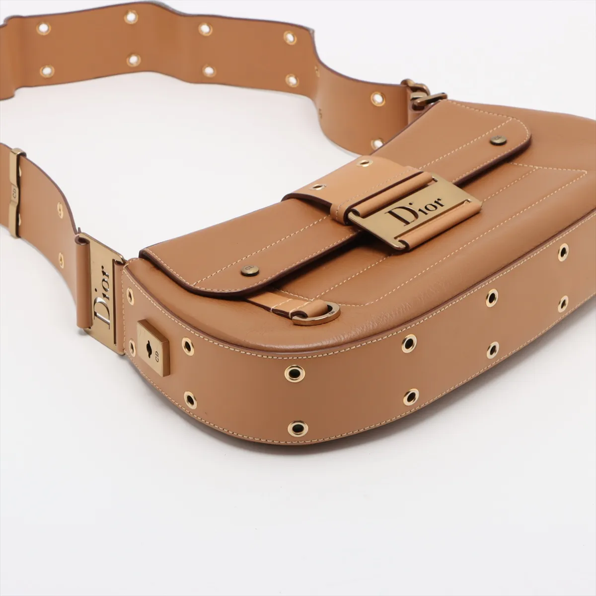 Street Chic Canvas x Leather Shoulder Bag Beige Pouch Missing — view 4