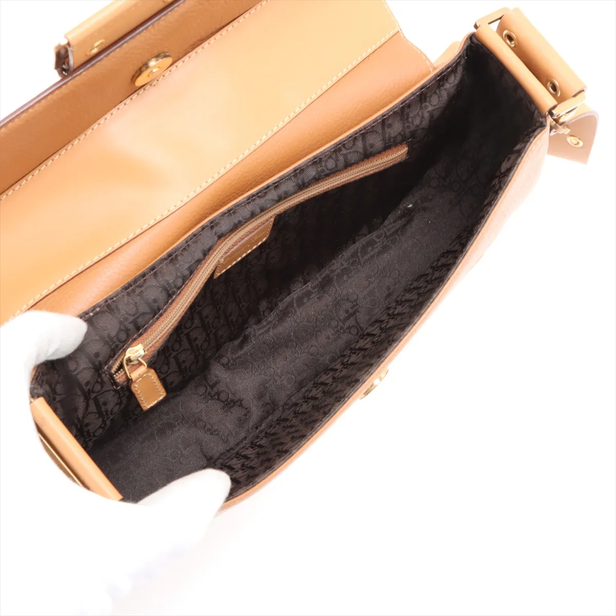 Street Chic Canvas x Leather Shoulder Bag Beige Pouch Missing — view 6