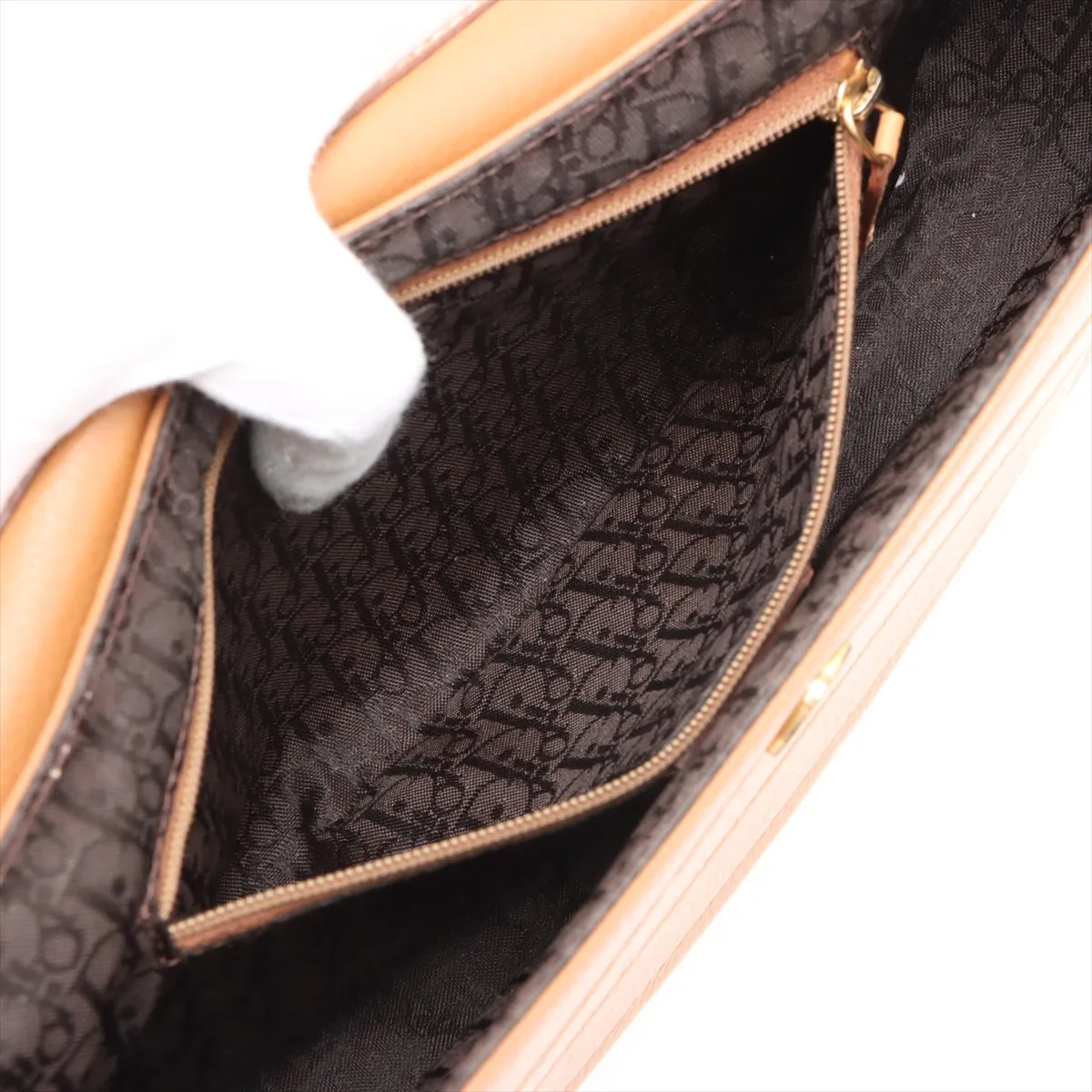 Street Chic Canvas x Leather Shoulder Bag Beige Pouch Missing — view 7