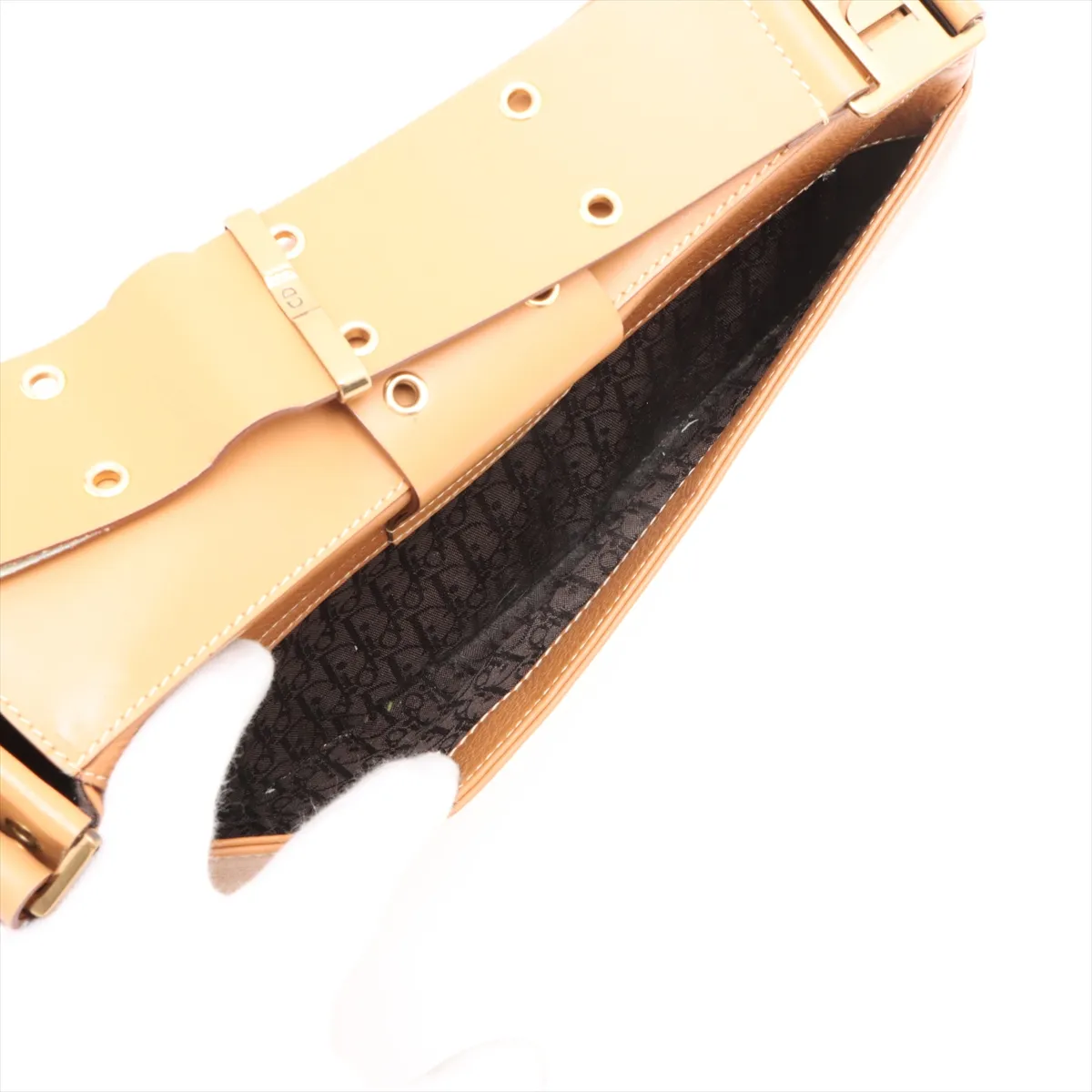 Street Chic Canvas x Leather Shoulder Bag Beige Pouch Missing — view 8