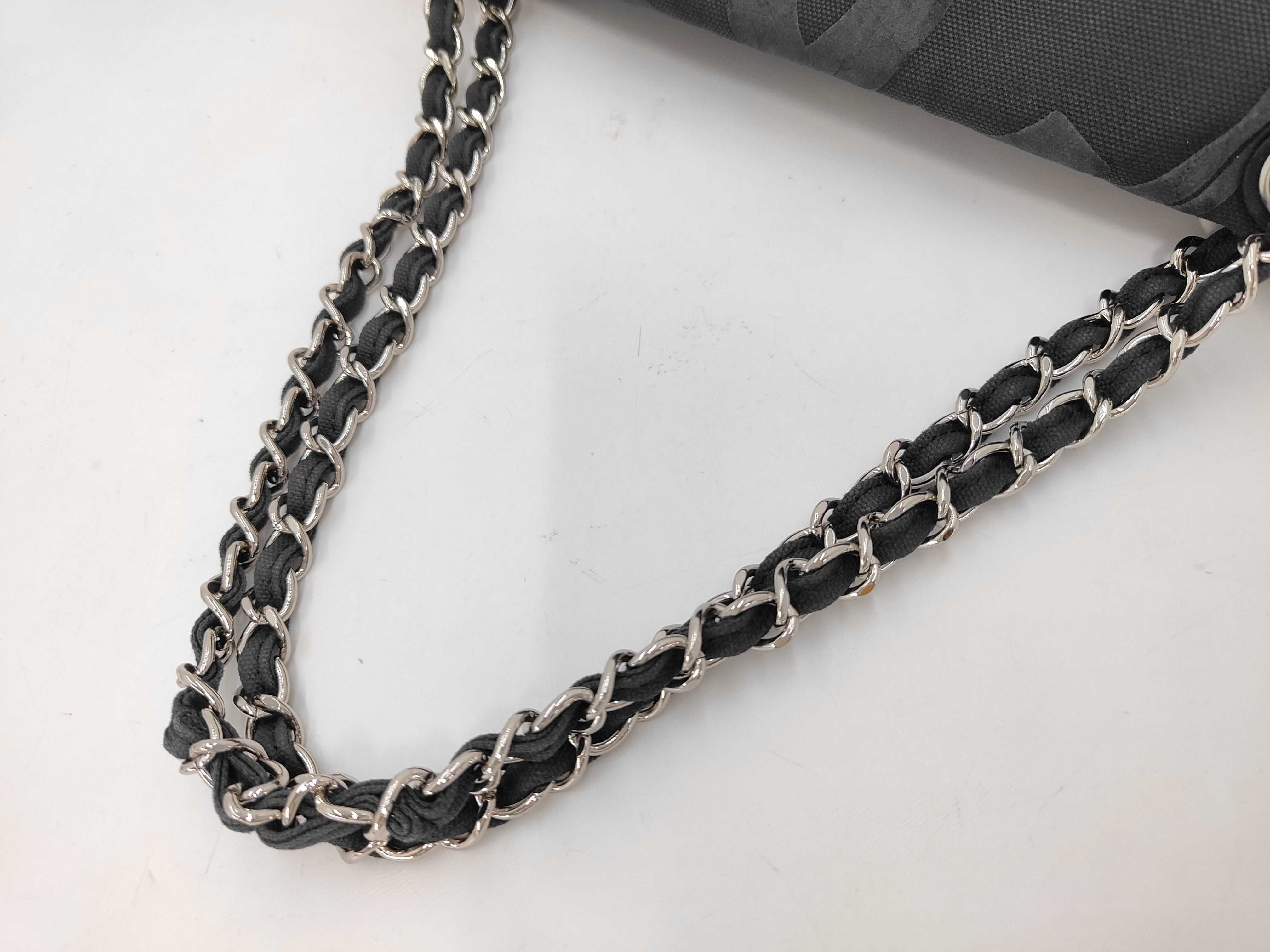 Camellia Canvas Chain Shoulder Bag, Black Shoulder Bag — view 4