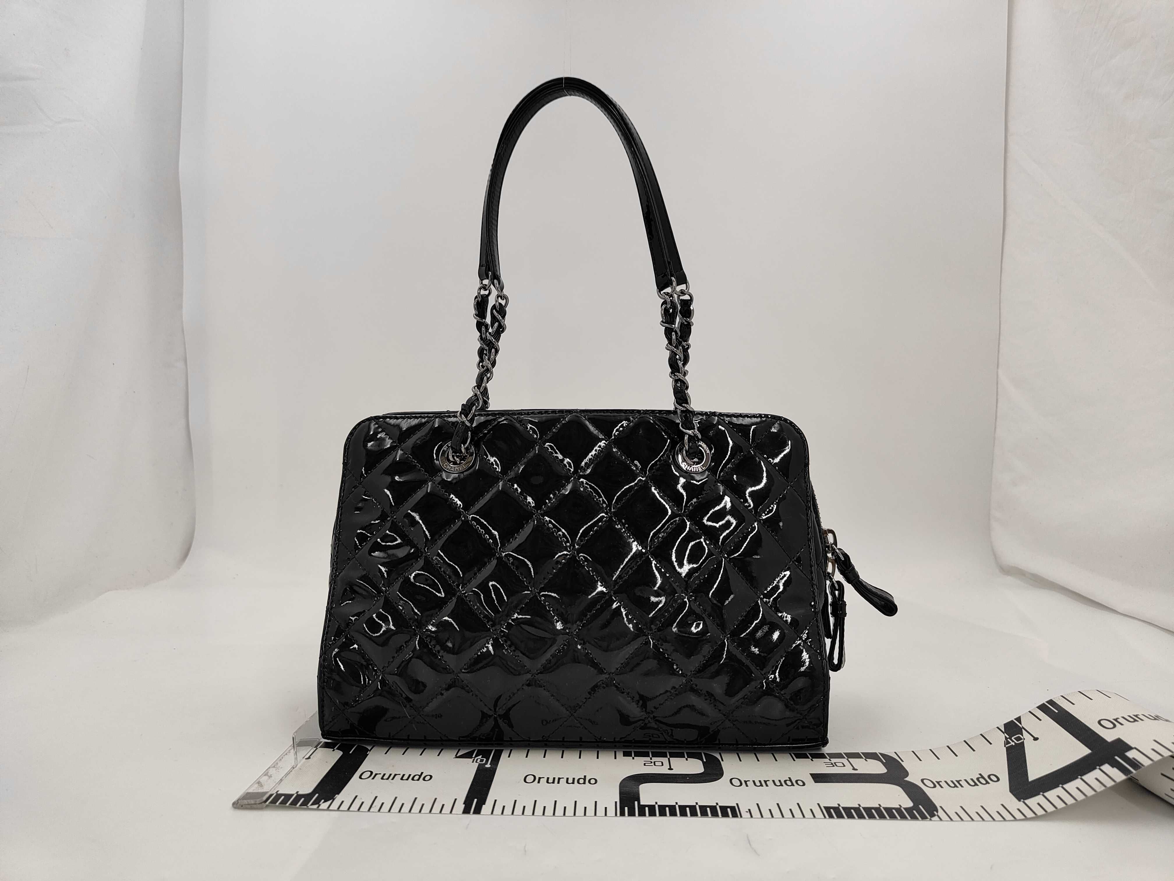 Coco Allure Black Quilted Patent Leather Shoulder Bag with Gold Hardware — view 2
