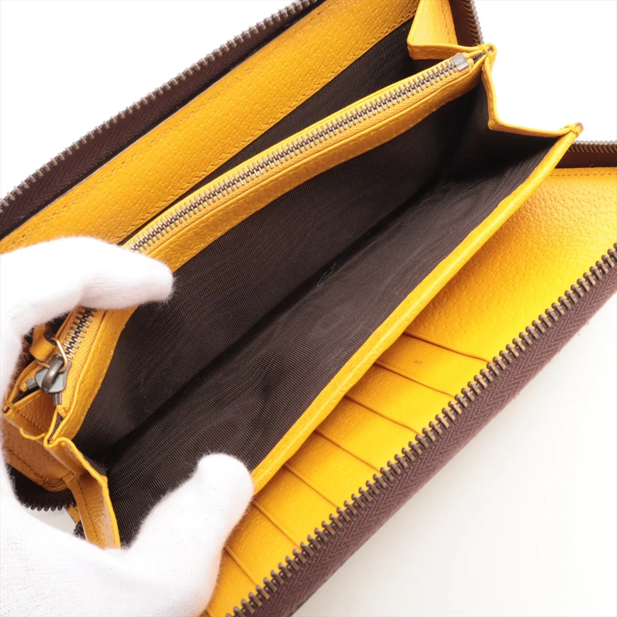 GG Supreme 473953 PVC x Leather Round Zip Wallet Beige x Yellow — view 5