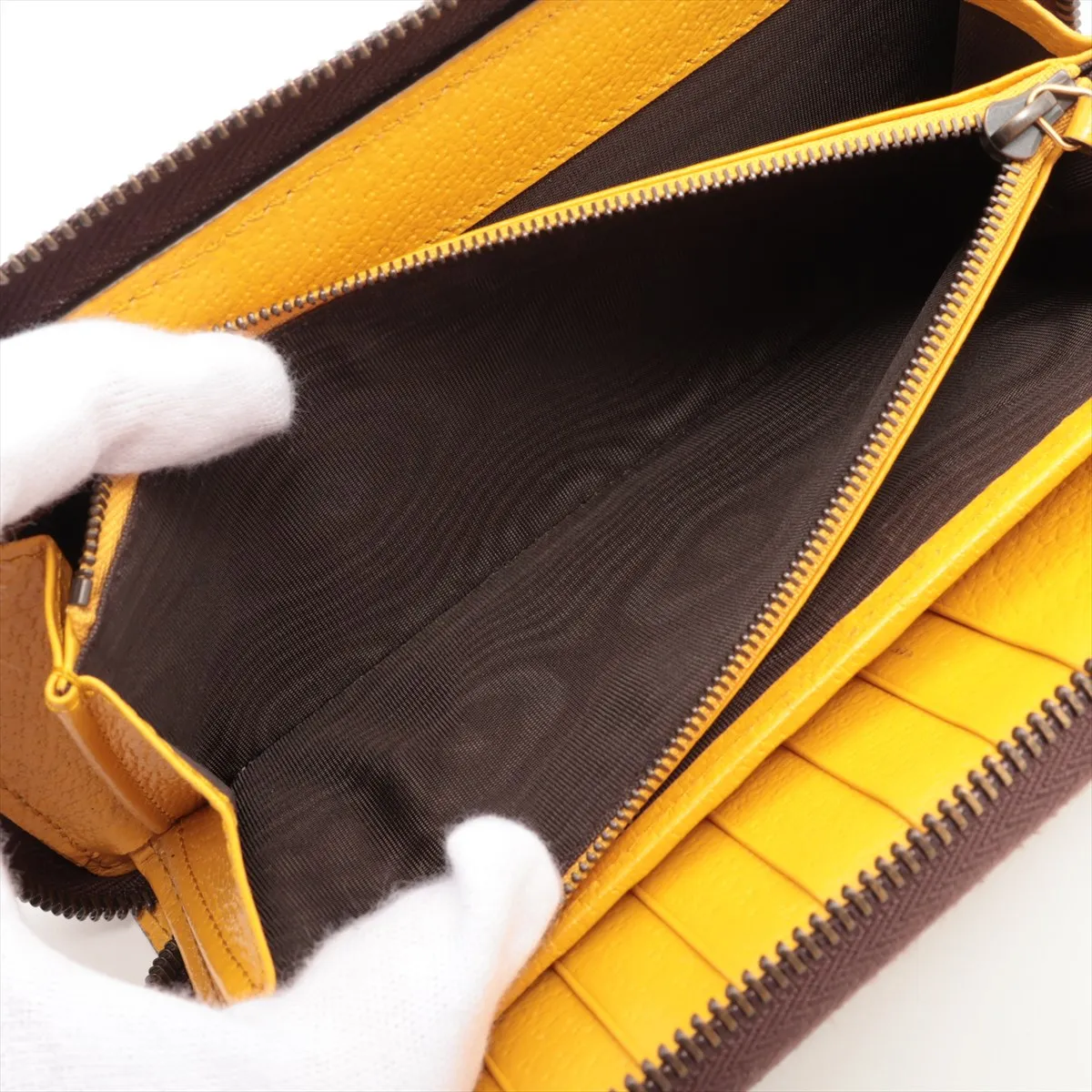 GG Supreme 473953 PVC x Leather Round Zip Wallet Beige x Yellow — view 6