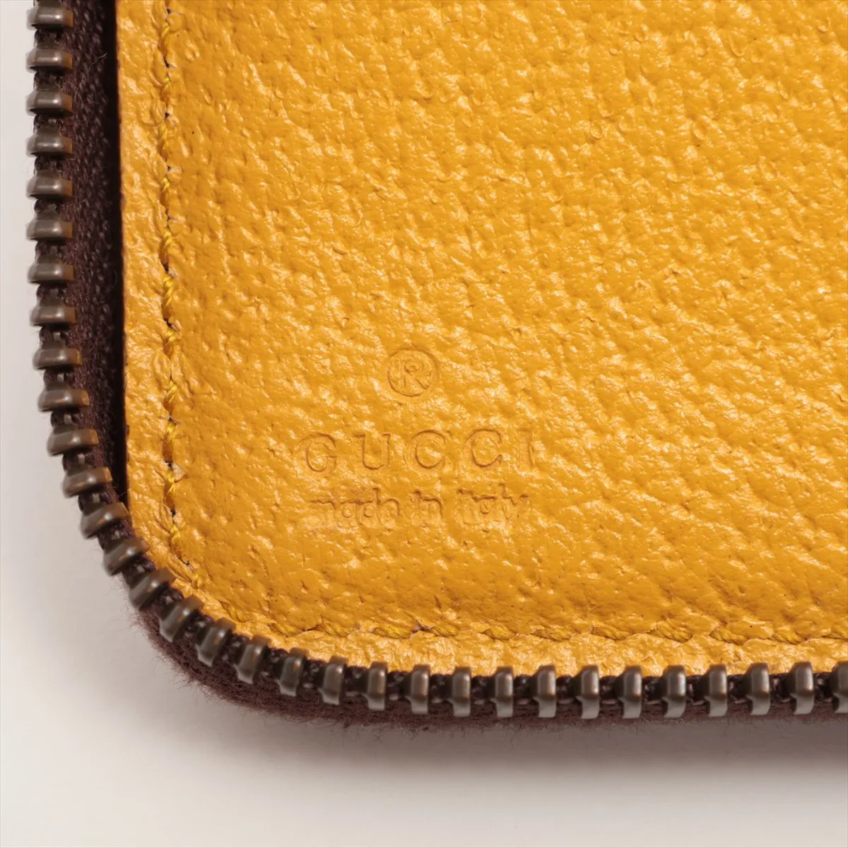 GG Supreme 473953 PVC x Leather Round Zip Wallet Beige x Yellow — view 7