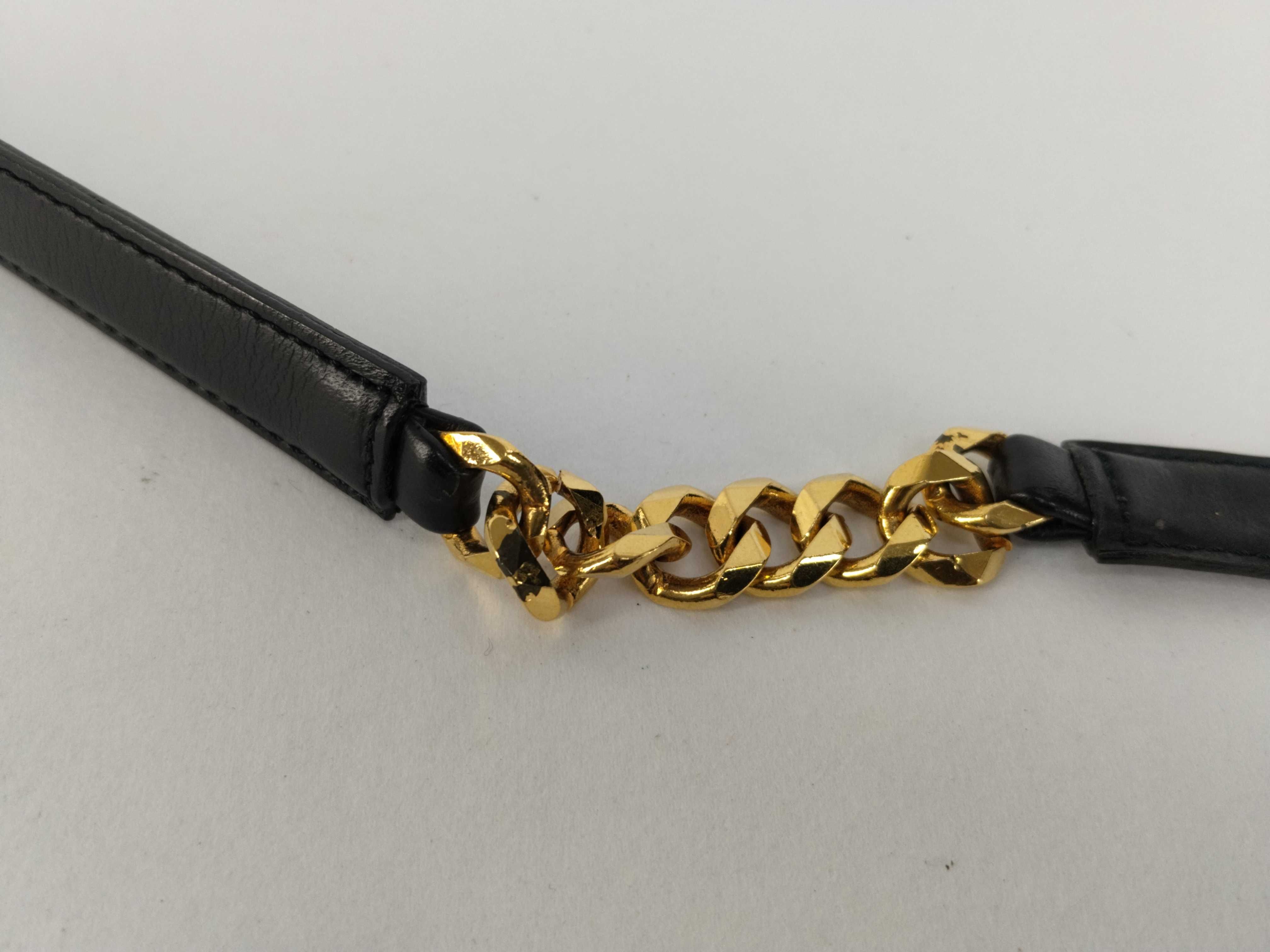 Belt Leather Chain Black Gold Belt — view 8