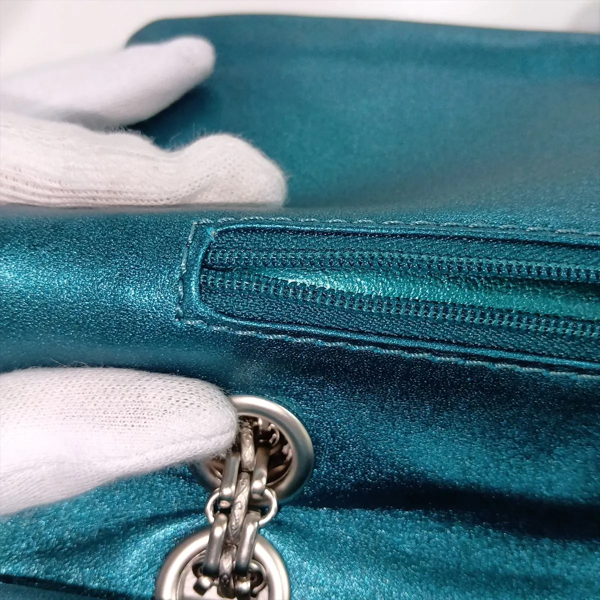 Matelassé 2.55 Large Leather Double Flap Double Chain Bag, Blue, Silver Hardware, 12717423, Serial Number 12, A37587 — view 13