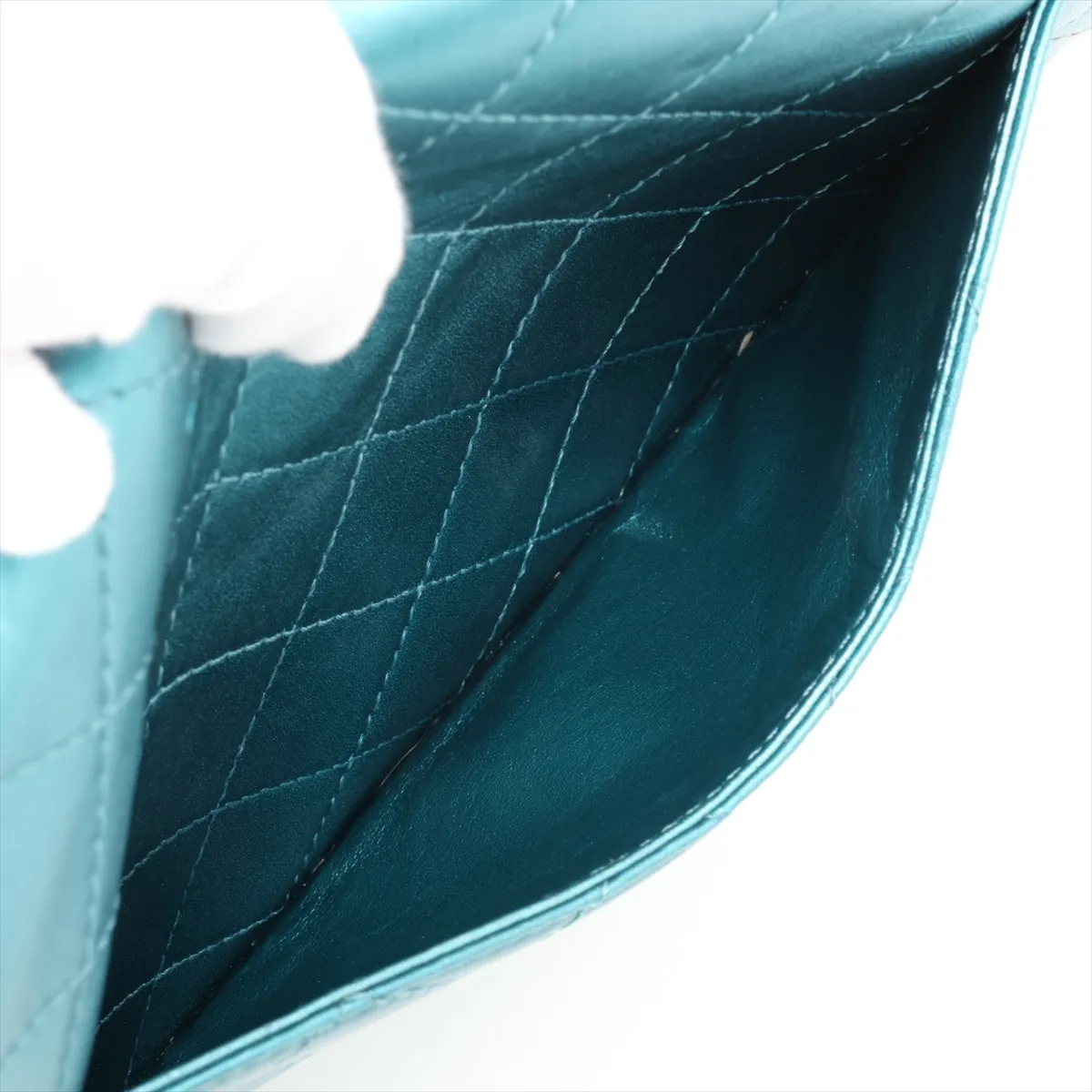 Matelassé 2.55 Large Leather Double Flap Double Chain Bag, Blue, Silver Hardware, 12717423, Serial Number 12, A37587 — view 9