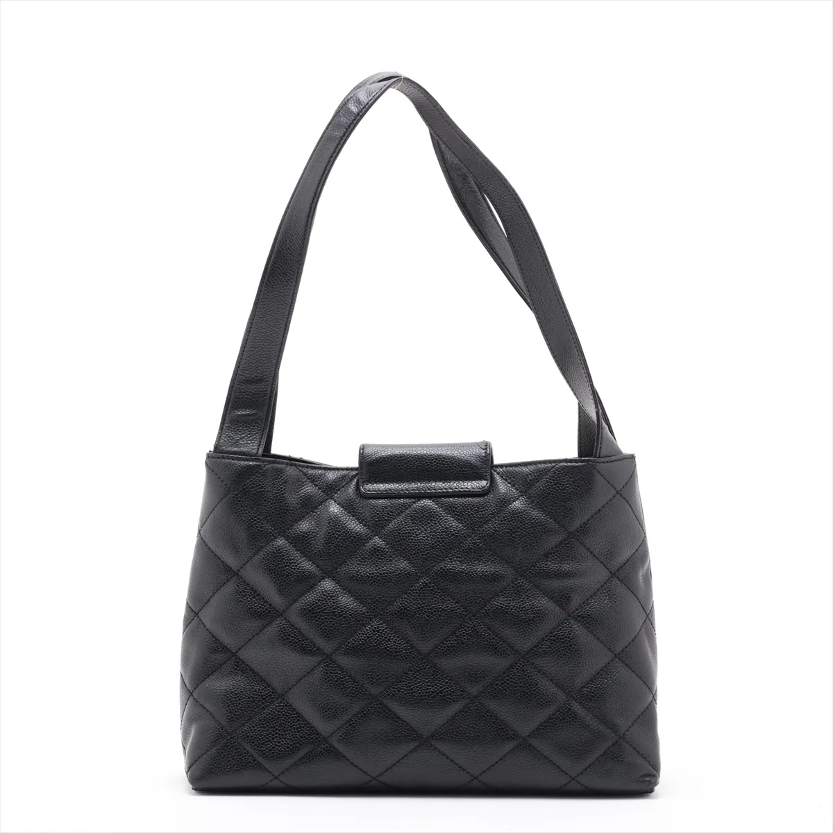 Matelassé Caviar Skin Tote Bag, Black with Gold Hardware, 6497835, Series 6 — view 2