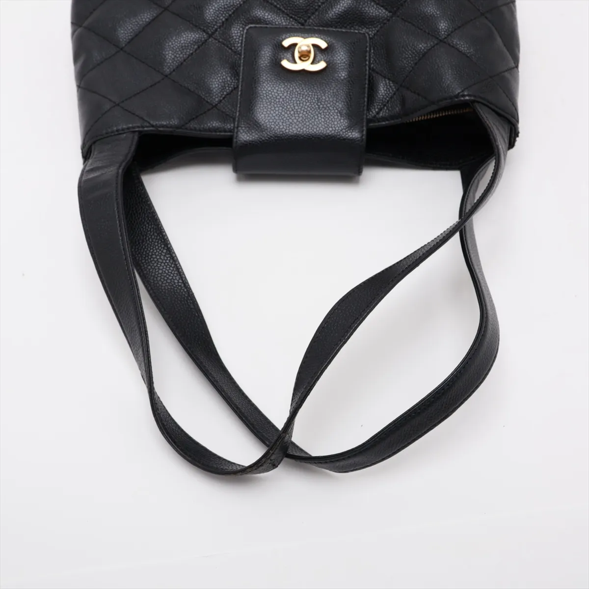Matelassé Caviar Skin Tote Bag, Black with Gold Hardware, 6497835, Series 6 — view 5