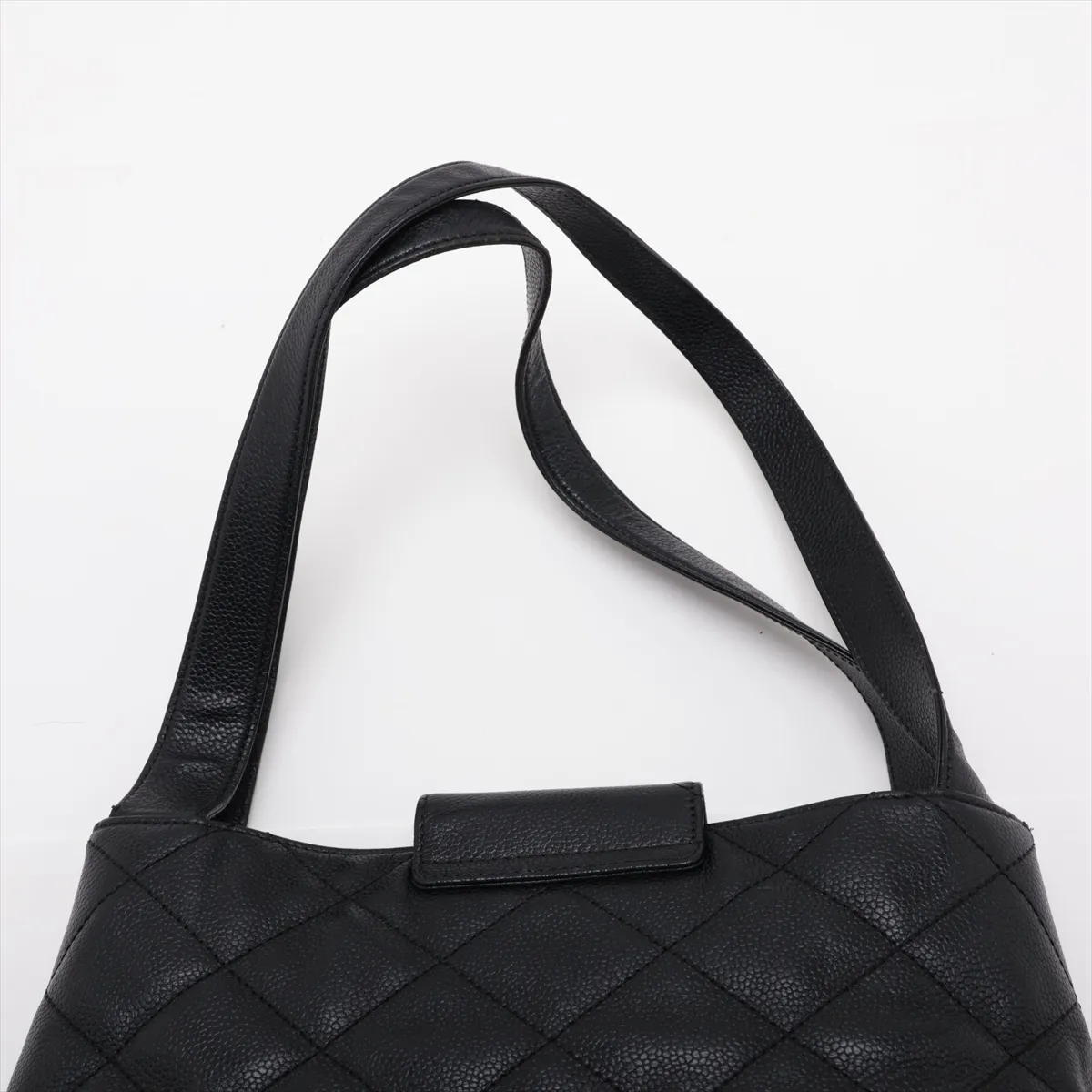 Matelassé Caviar Skin Tote Bag, Black with Gold Hardware, 6497835, Series 6 — view 6