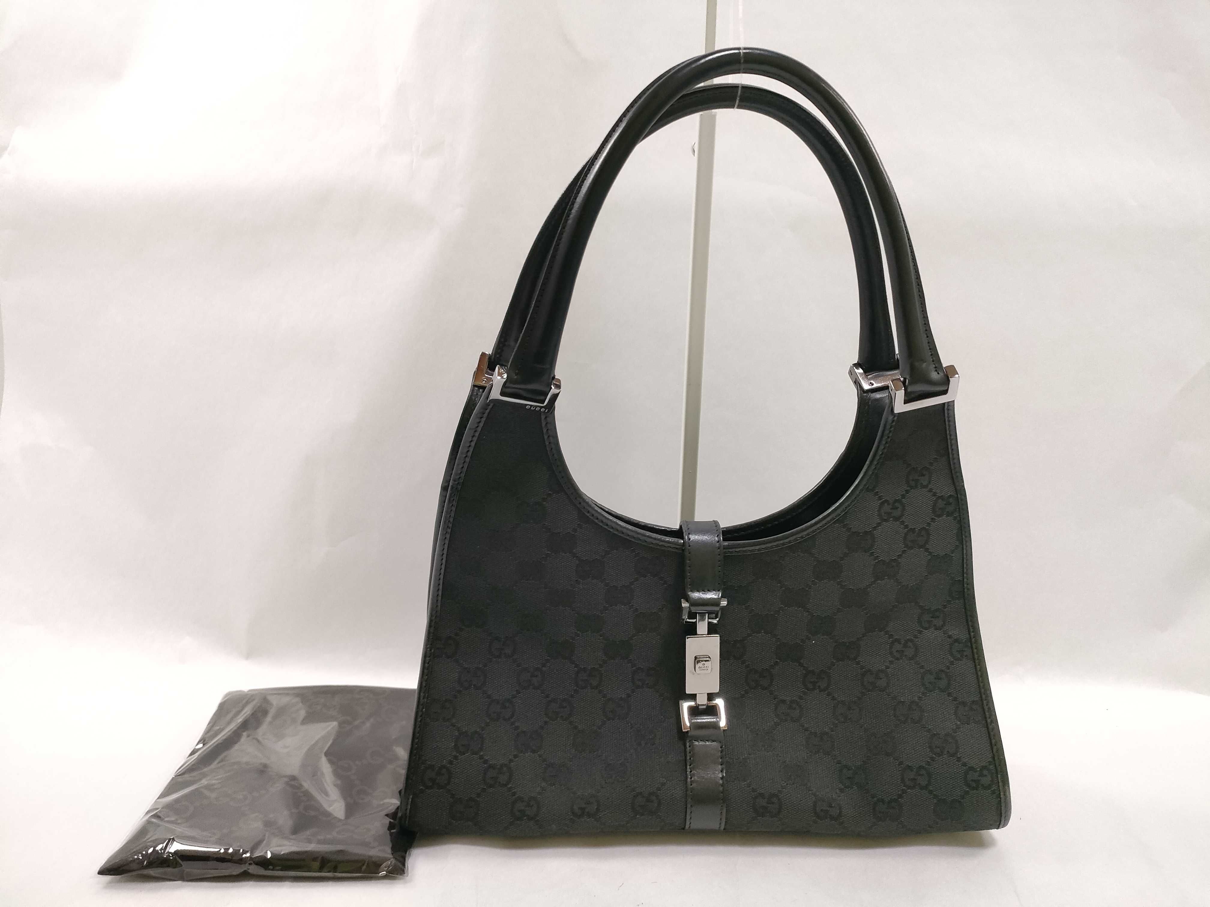 Jackie Gucci Handbag Jackie GG Canvas Black Bag Handbag