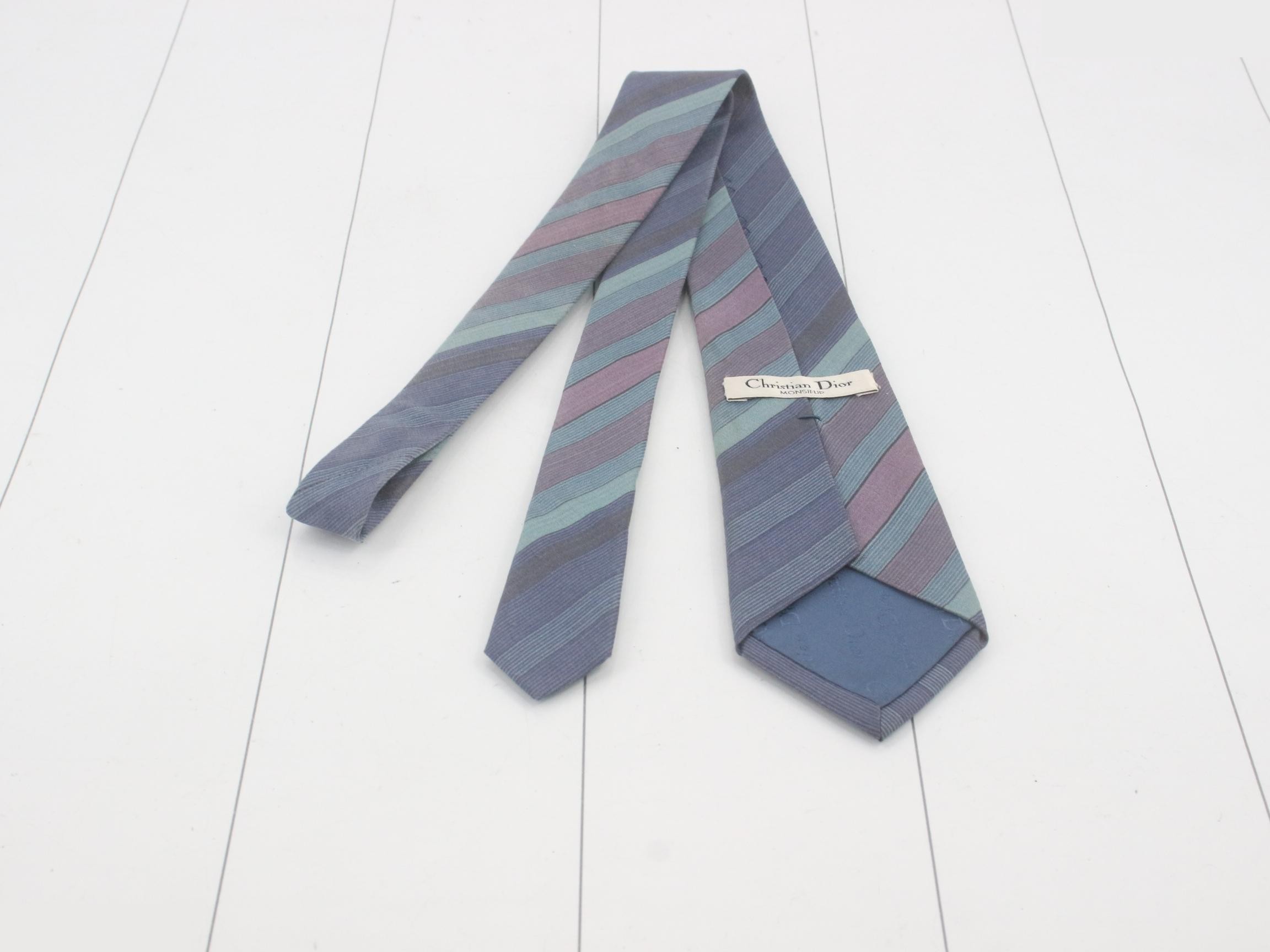 Blue striped silk tie — view 2