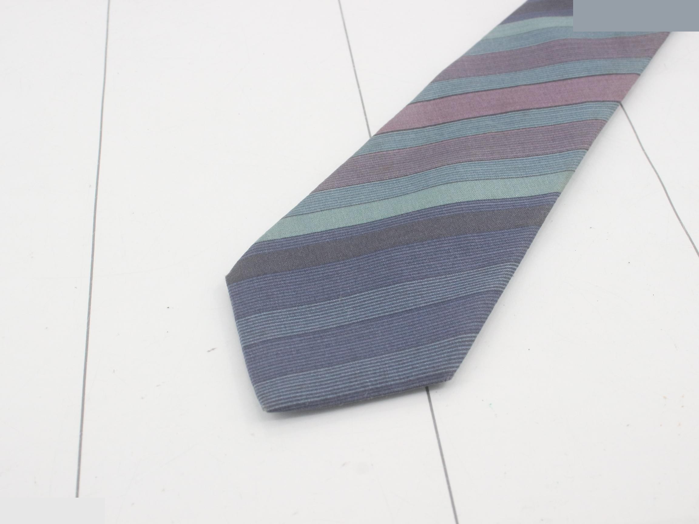 Blue striped silk tie — view 3