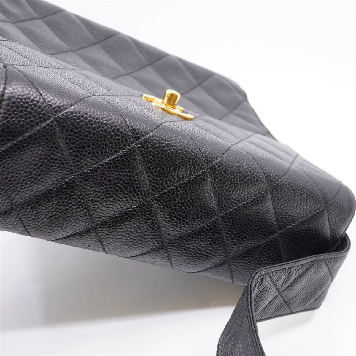 Matelassé Caviar Skin Shoulder Bag, Black with Gold Hardware, 4742471 (Serial Number 4), Dust Bag Included. — view 11