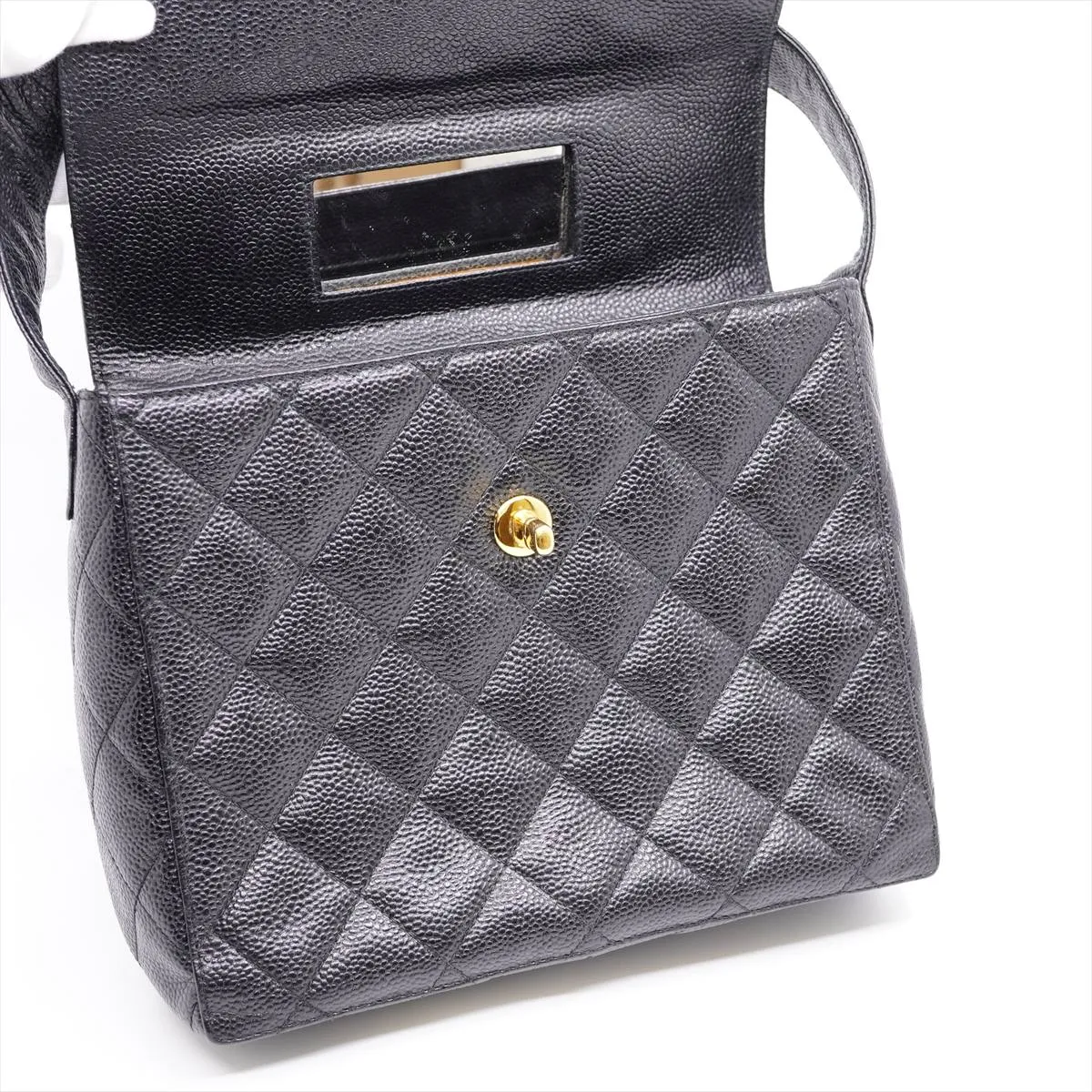 Matelassé Caviar Skin Shoulder Bag, Black with Gold Hardware, 4742471 (Serial Number 4), Dust Bag Included. — view 14