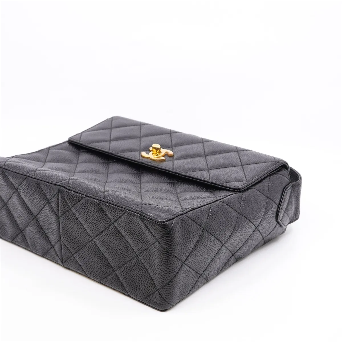 Matelassé Caviar Skin Shoulder Bag, Black with Gold Hardware, 4742471 (Serial Number 4), Dust Bag Included. — view 3