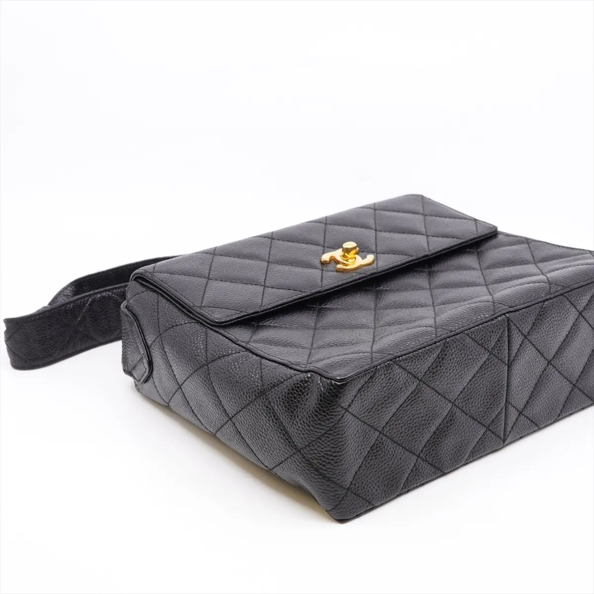 Matelassé Caviar Skin Shoulder Bag, Black with Gold Hardware, 4742471 (Serial Number 4), Dust Bag Included. — view 4