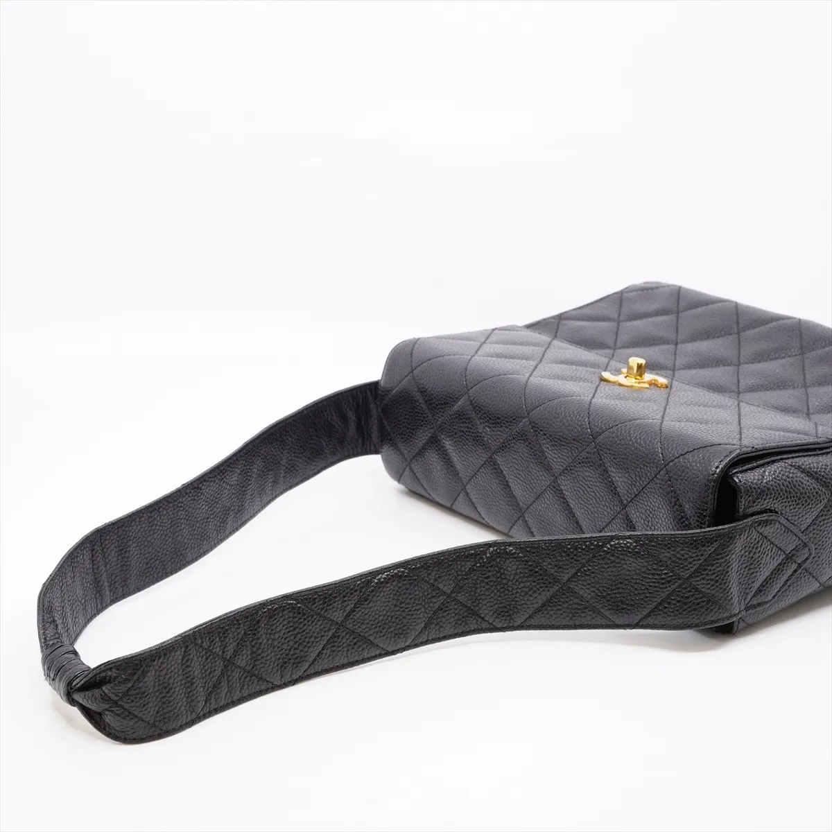 Matelassé Caviar Skin Shoulder Bag, Black with Gold Hardware, 4742471 (Serial Number 4), Dust Bag Included. — view 5