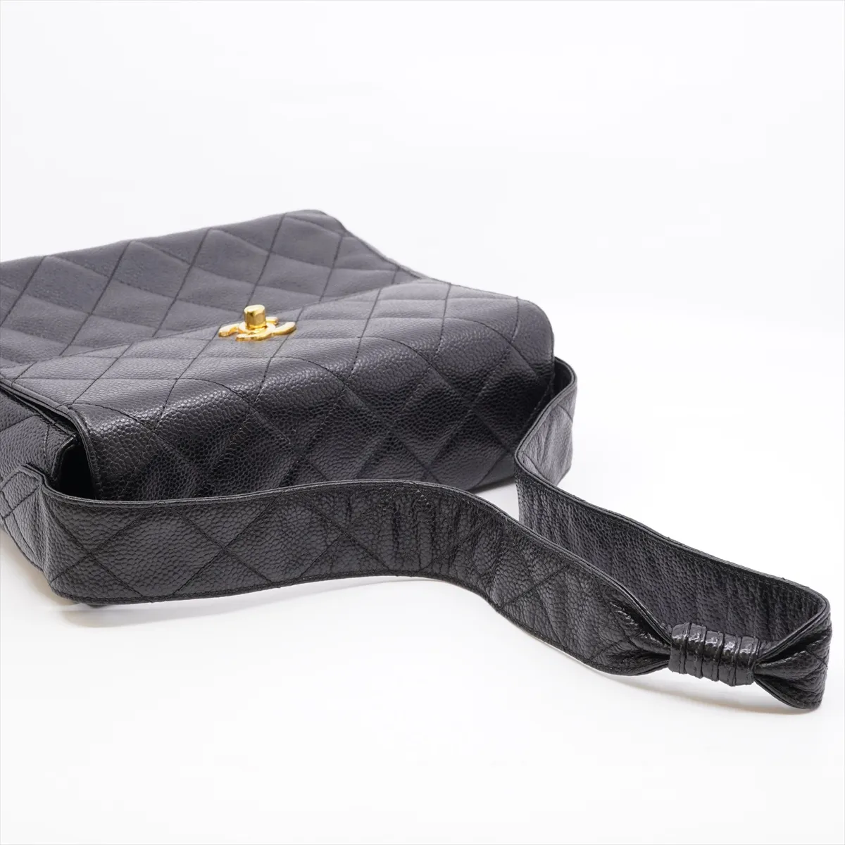 Matelassé Caviar Skin Shoulder Bag, Black with Gold Hardware, 4742471 (Serial Number 4), Dust Bag Included. — view 6
