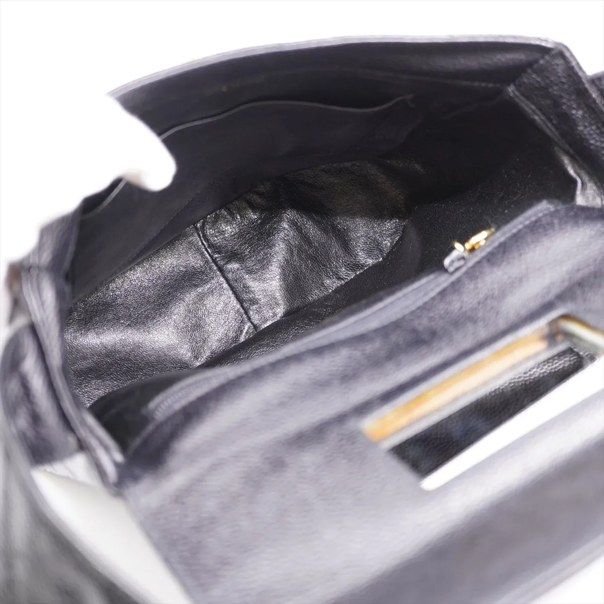 Matelassé Caviar Skin Shoulder Bag, Black with Gold Hardware, 4742471 (Serial Number 4), Dust Bag Included. — view 7