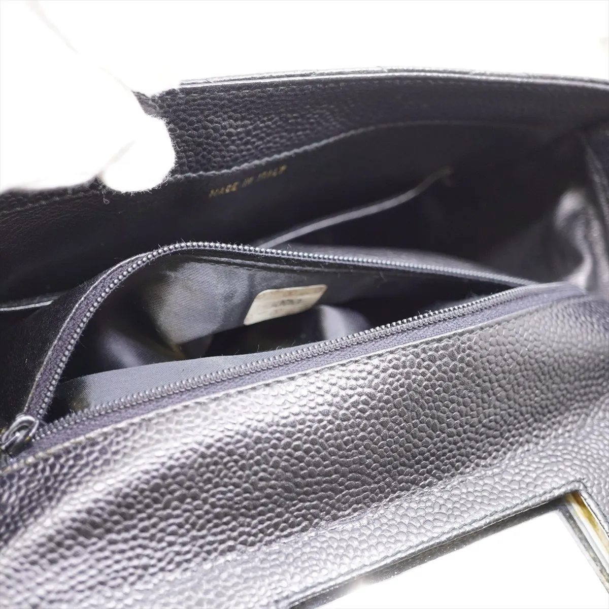 Matelassé Caviar Skin Shoulder Bag, Black with Gold Hardware, 4742471 (Serial Number 4), Dust Bag Included. — view 9