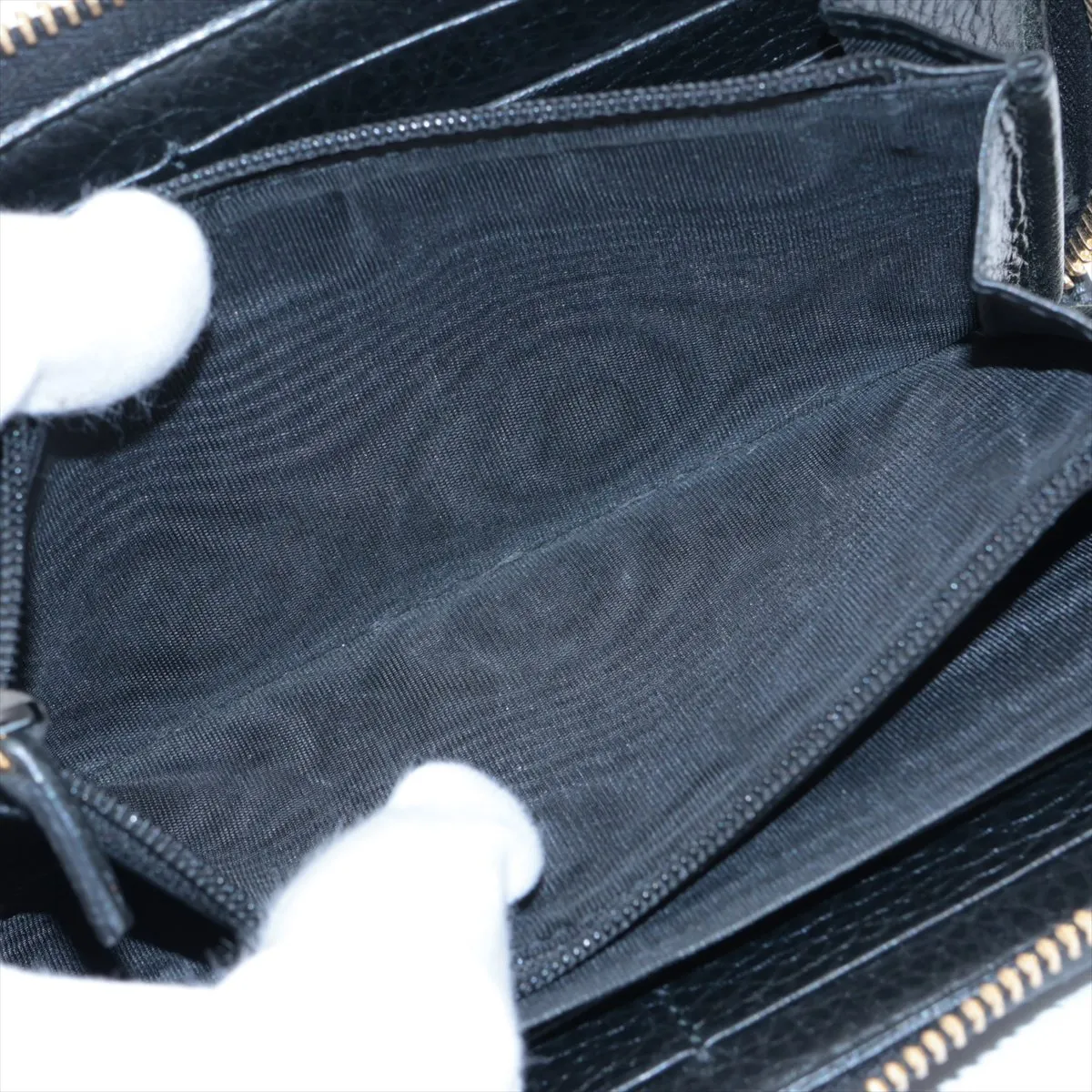 GG Marmont 456117 Leather Round Zip Wallet Black — view 7