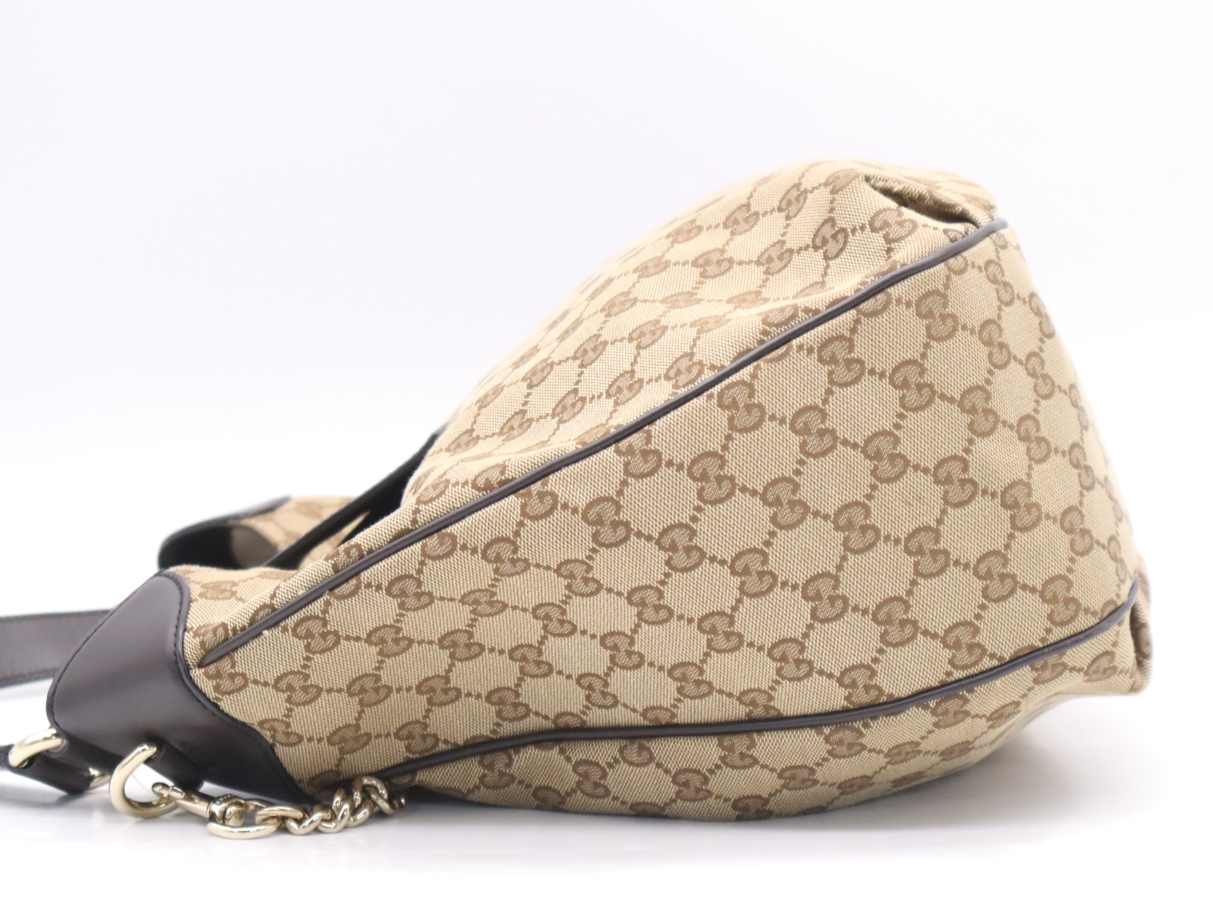 322226 GG Canvas Emily Tassel Hobo Chain Beige Brown Shoulder Bag — view 3