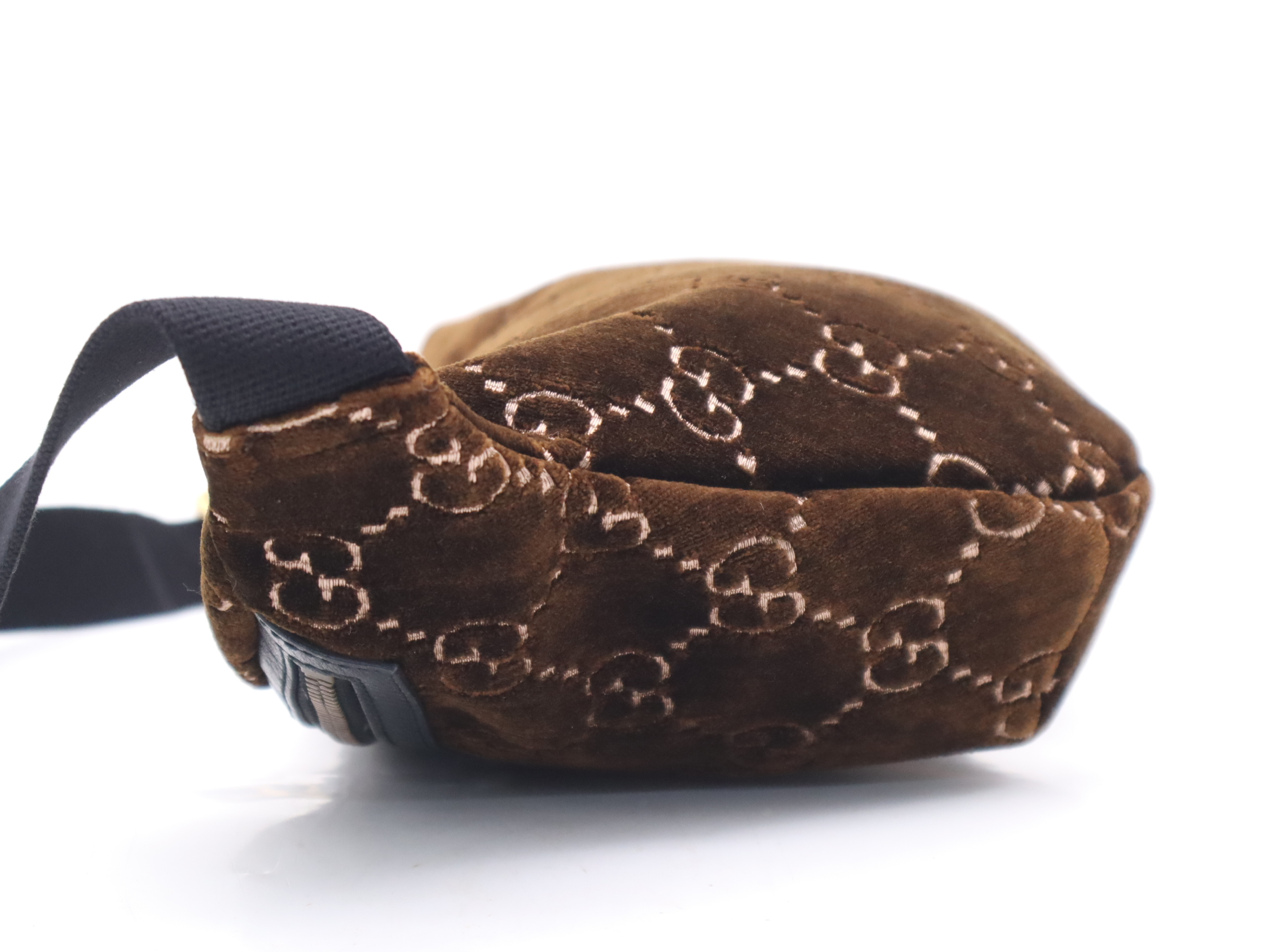 574968 Velvet Sherry Belt Bag, Brown, Gold Hardware, Waist Bag — view 3
