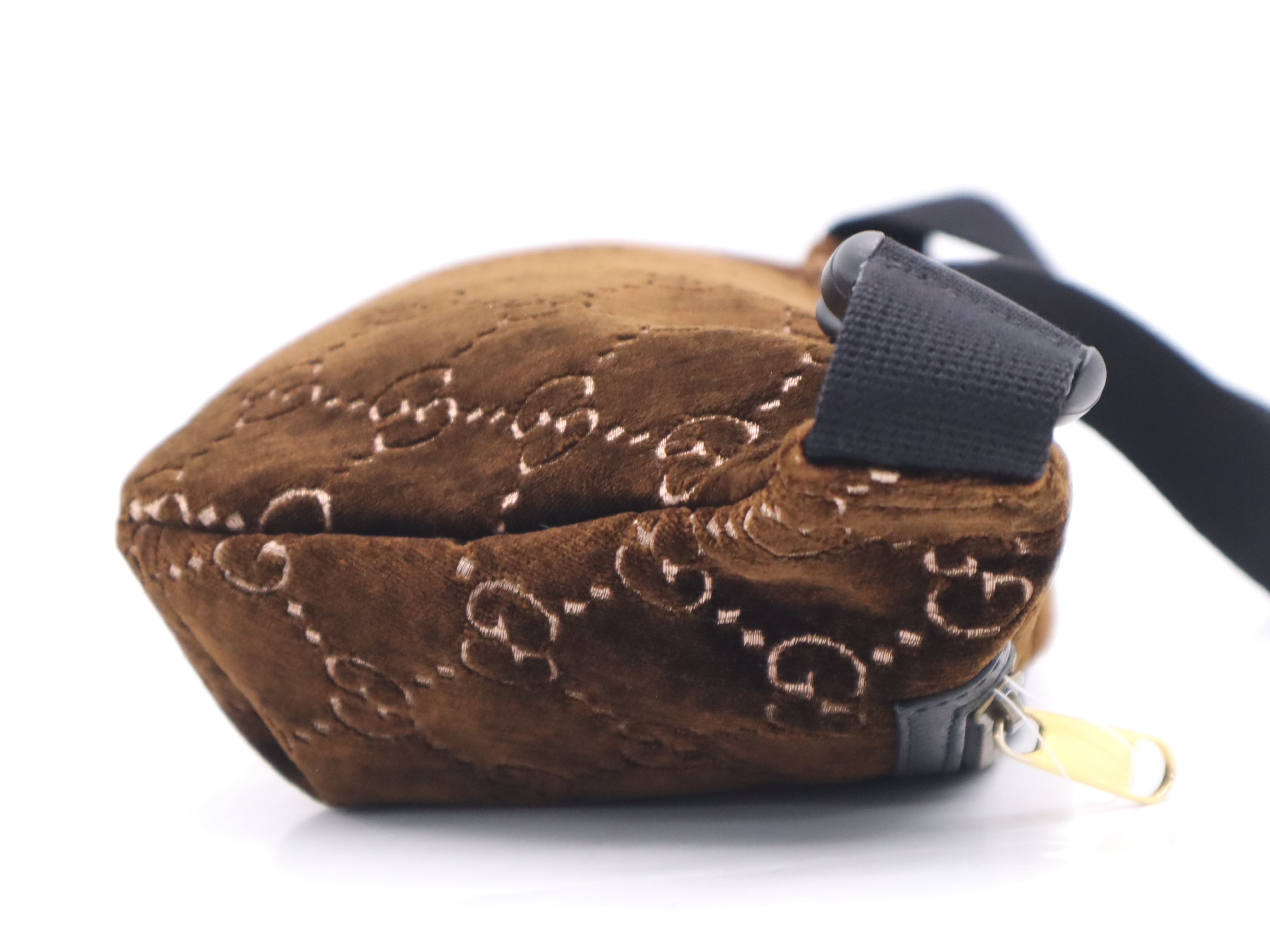 574968 Velvet Sherry Belt Bag, Brown, Gold Hardware, Waist Bag — view 5