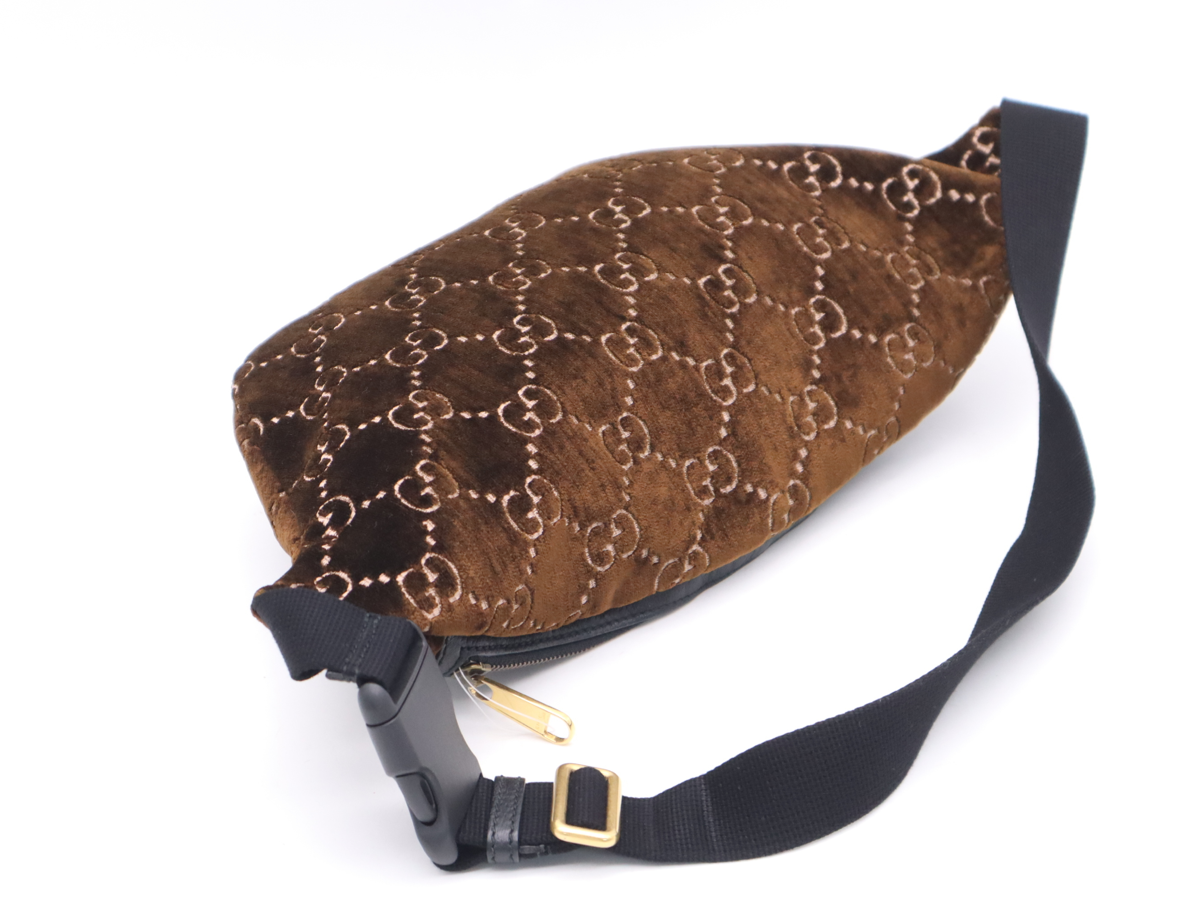 574968 Velvet Sherry Belt Bag, Brown, Gold Hardware, Waist Bag — view 6