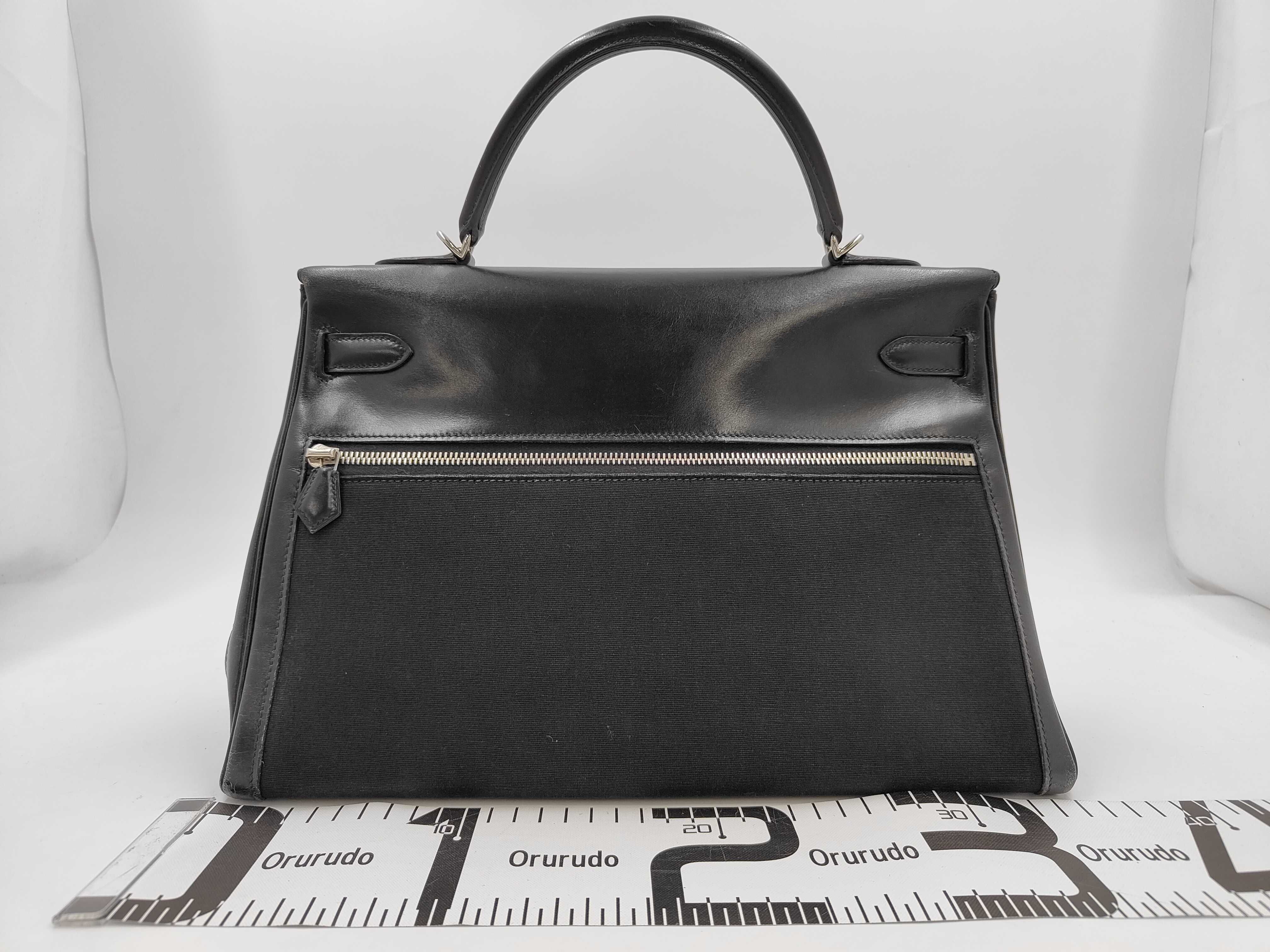 Kelly Laqui 35 Box Calf/Toile Officier K Handbag — view 2
