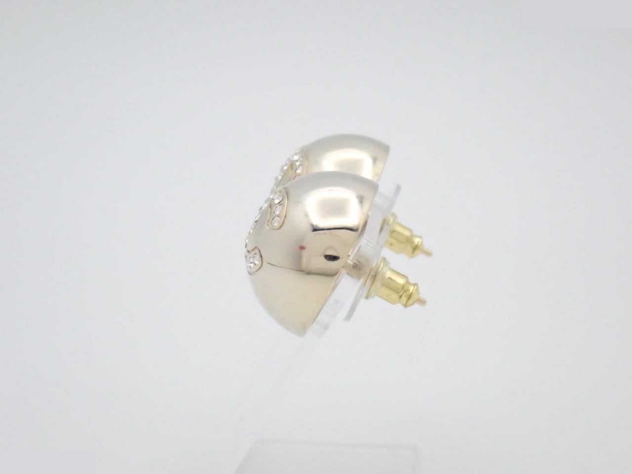 earrings, model B26C, light gold, Coco Mark, stone, 2cm wide. — view 3