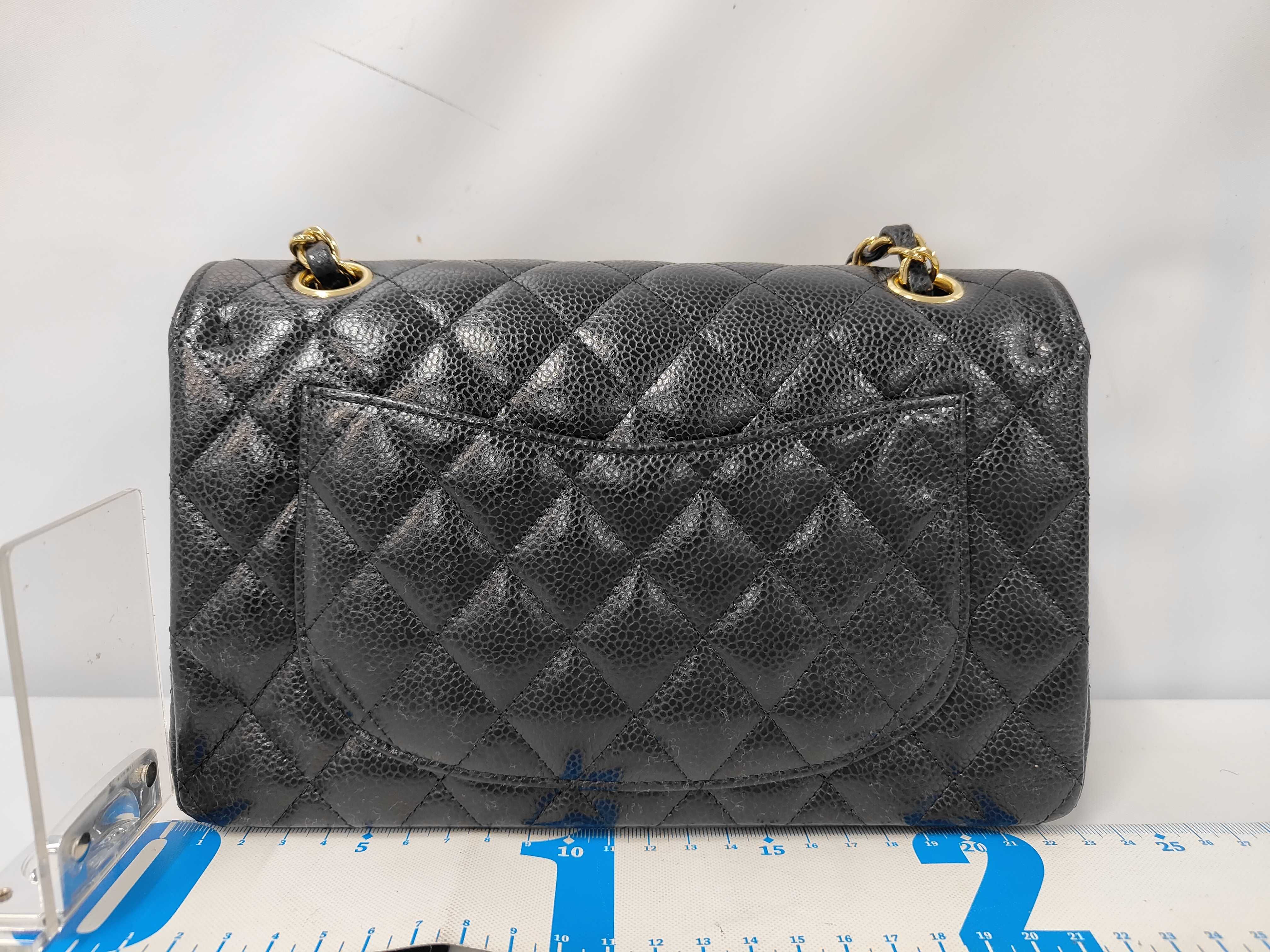 W-Flap 23 Chain Shoulder Bag, Matelassé Caviar Leather, Black GP Shoulder Bag — view 2
