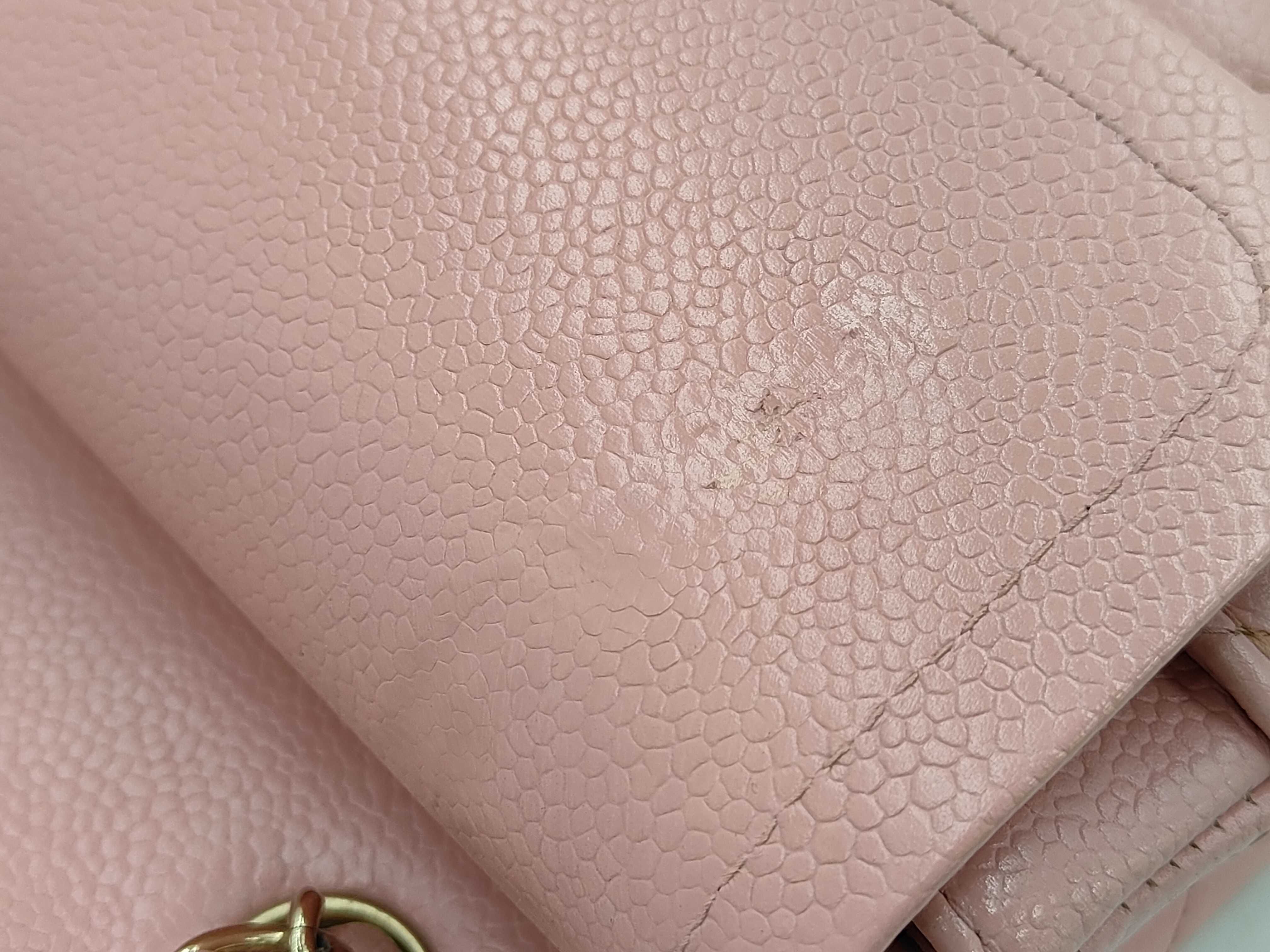 Caviar Skin Matelassé Double Flap Shoulder Bag, Pink, Size 25 — view 11