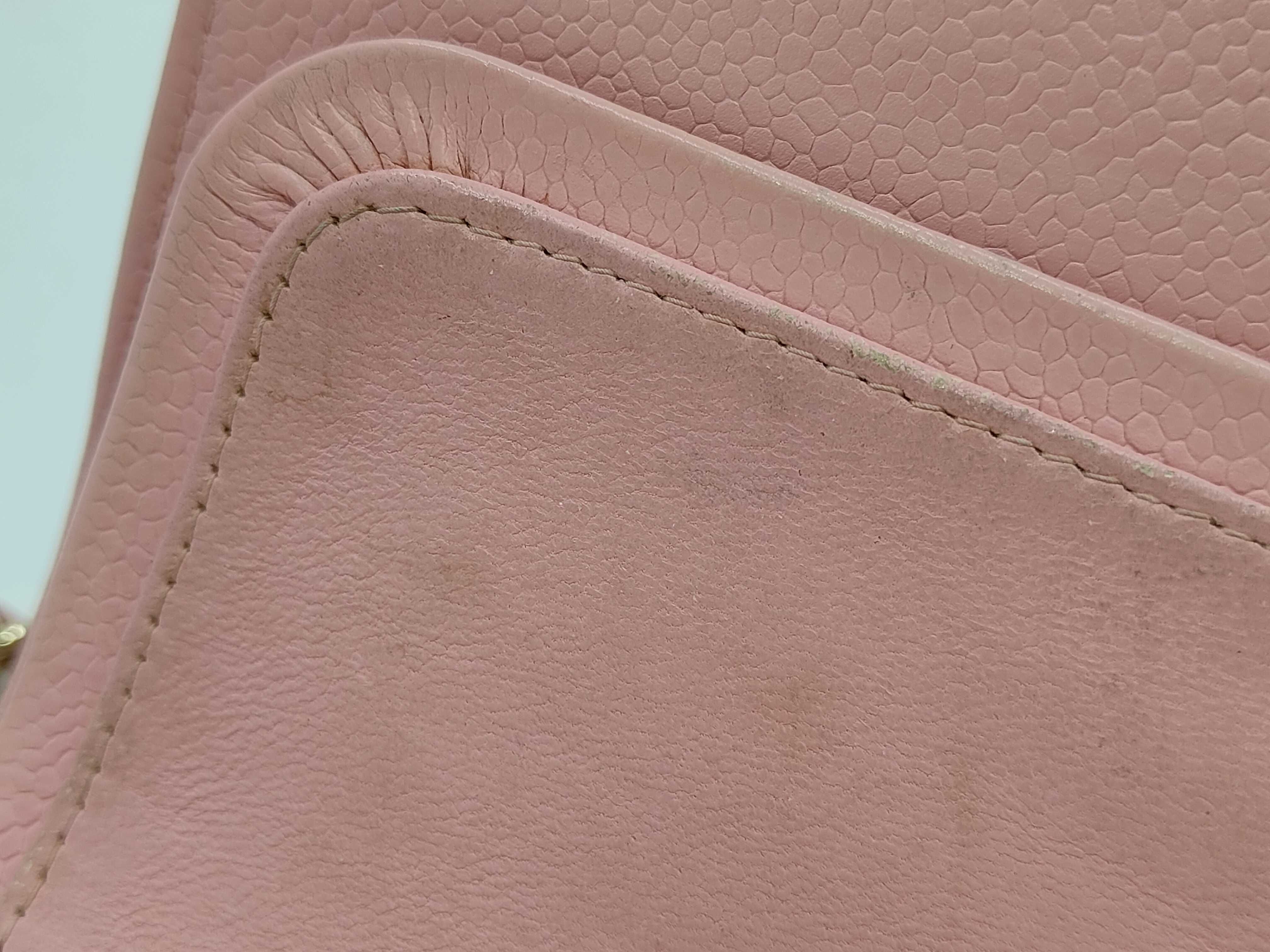 Caviar Skin Matelassé Double Flap Shoulder Bag, Pink, Size 25 — view 13