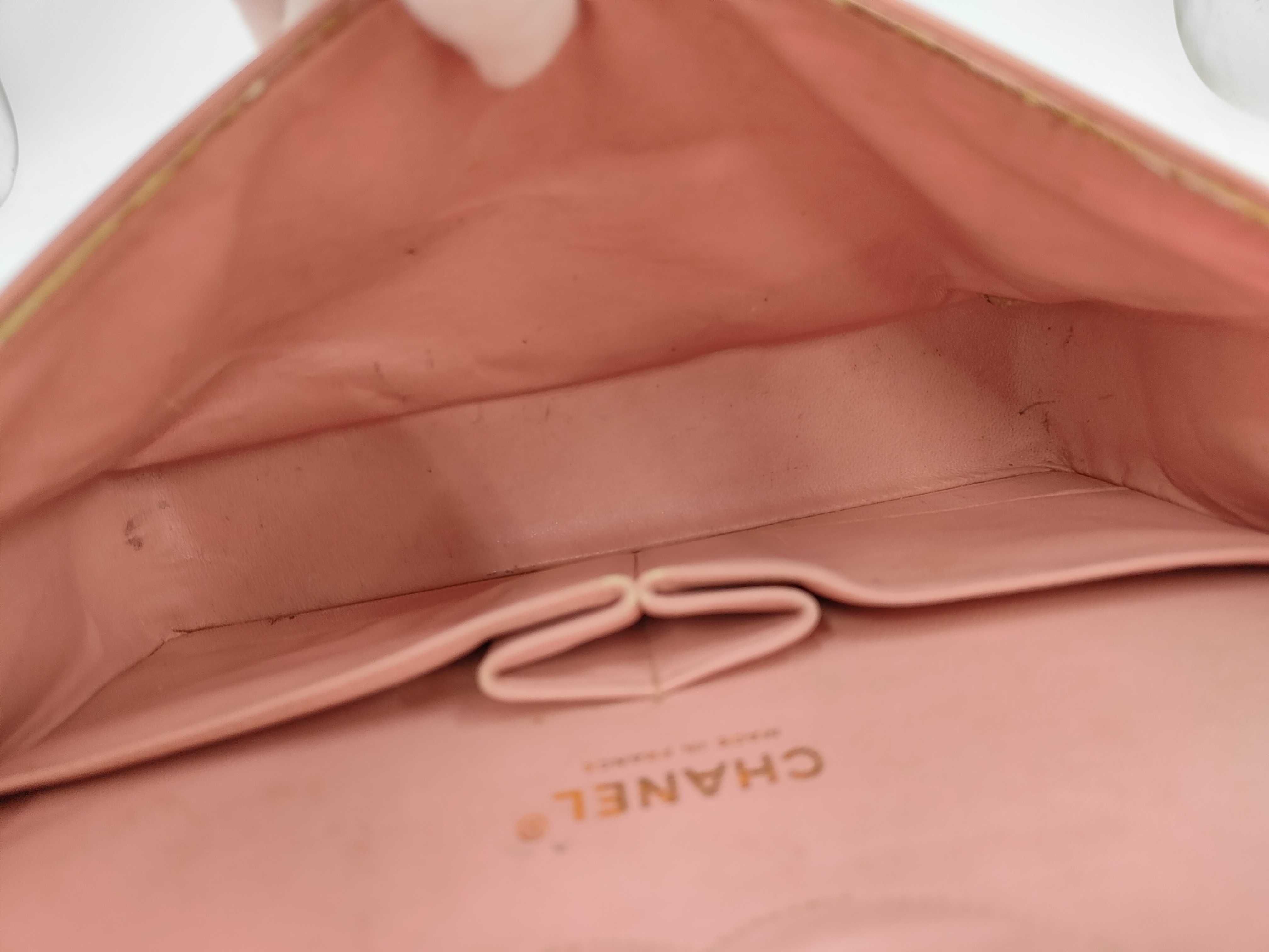 Caviar Skin Matelassé Double Flap Shoulder Bag, Pink, Size 25 — view 14