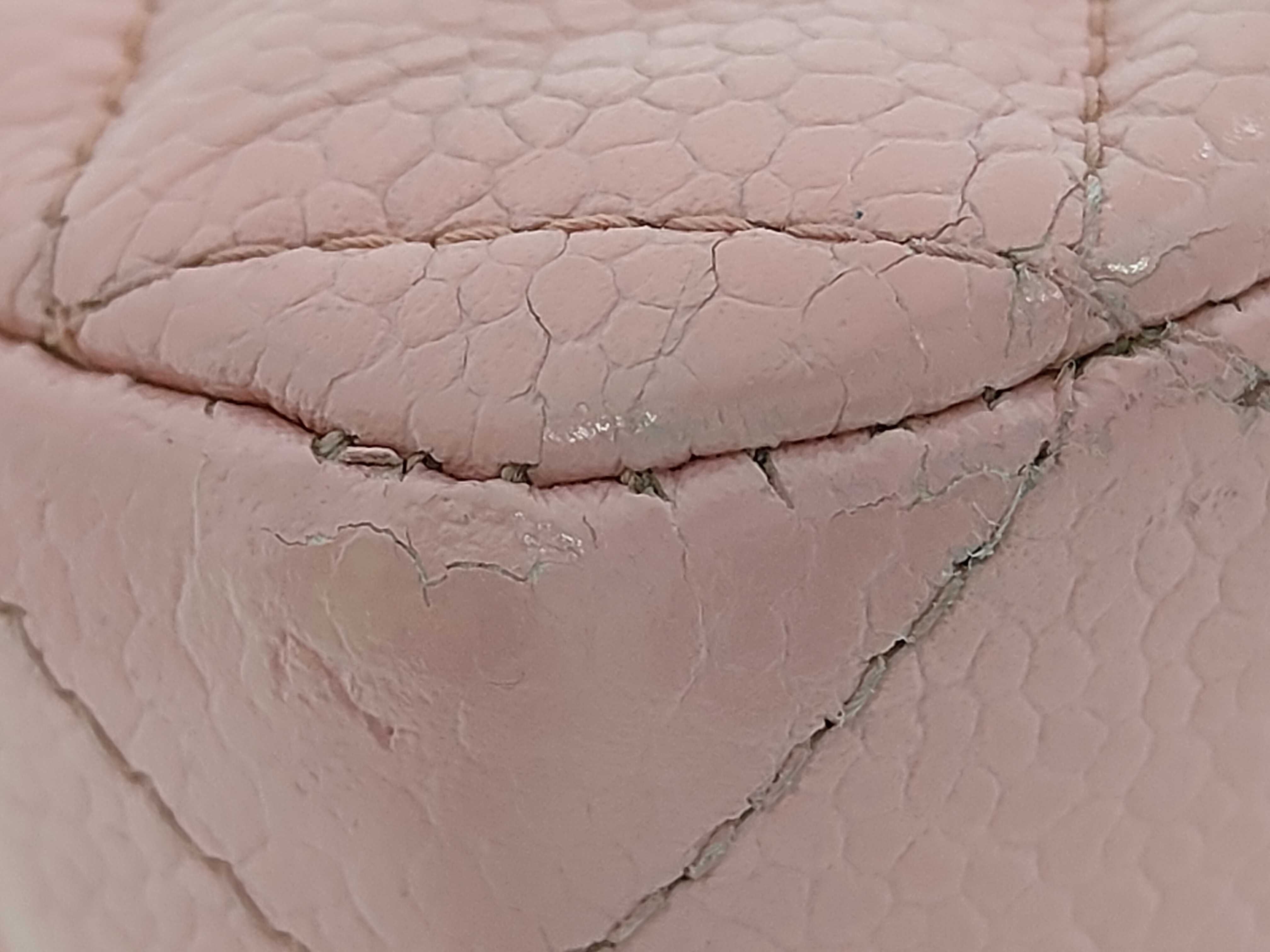 Caviar Skin Matelassé Double Flap Shoulder Bag, Pink, Size 25 — view 5