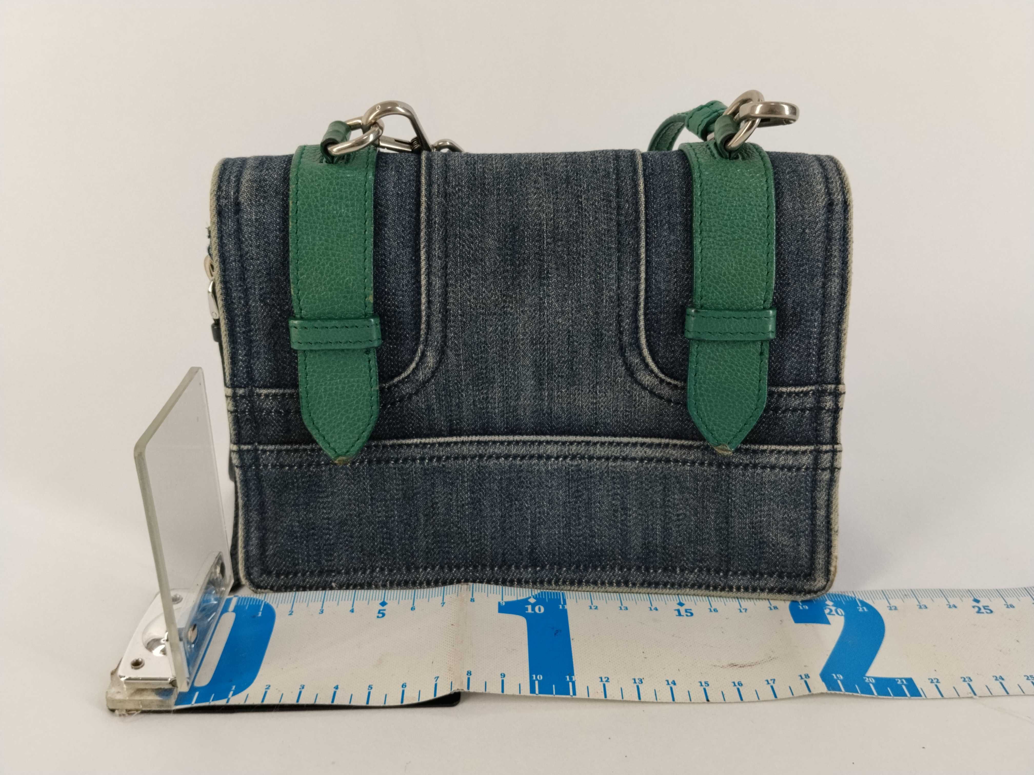 shoulder bag, denim green shoulder bag — view 2