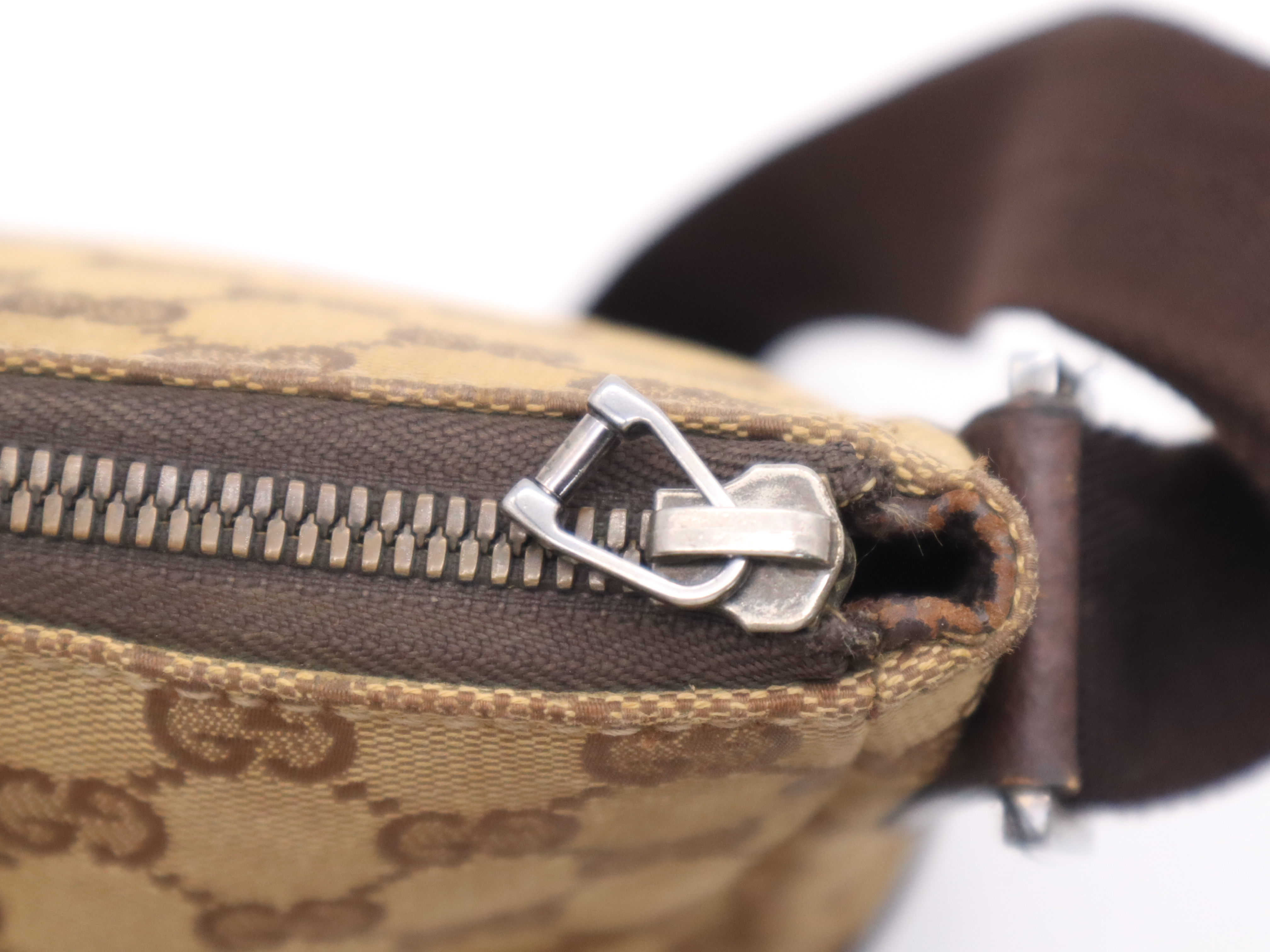 114273GG Canvas Shoulder Bag, Brown, Silver Hardware — view 12